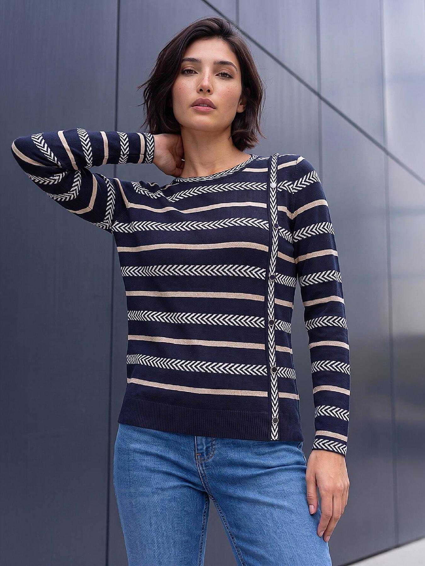 Roman Petite Women's Navy Stripe Knit Jumper Size 18 - Image 7