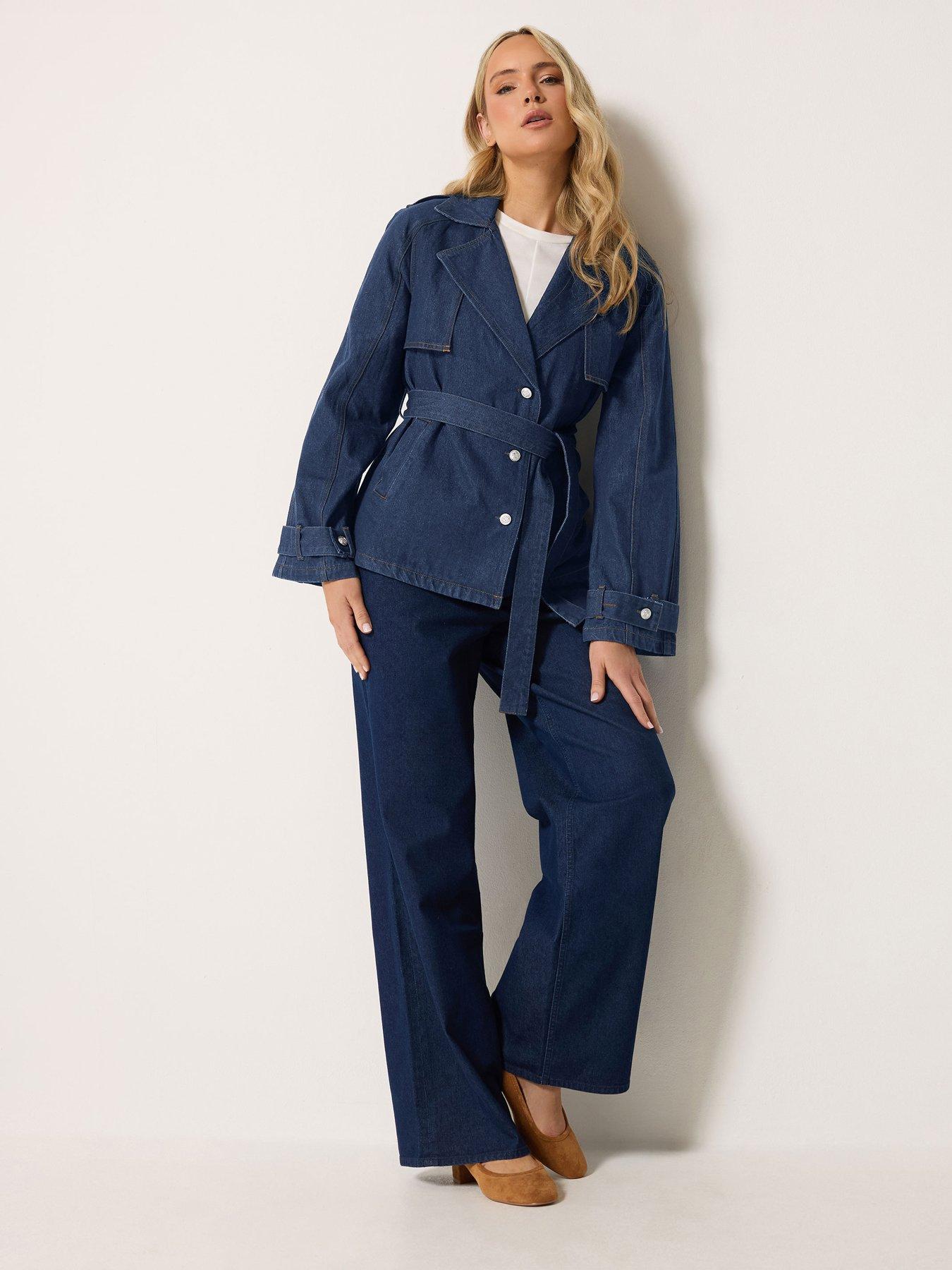 Image 3 of 4 of Long Tall Sally Denim Short Trench Coat - Blue