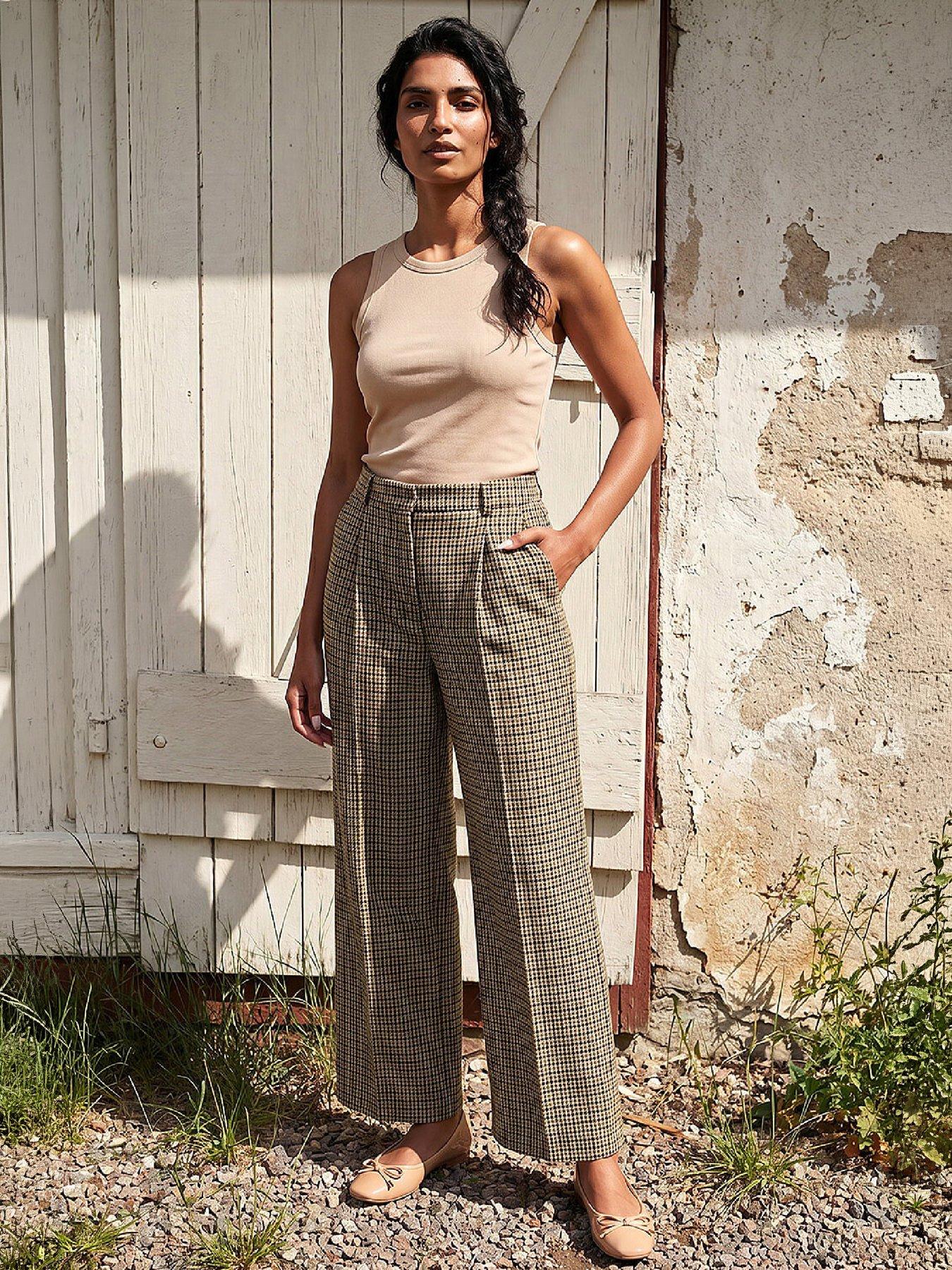 Roman Women's Tweed Wide Leg Trouser in Brown | Size: 14 - Image 3