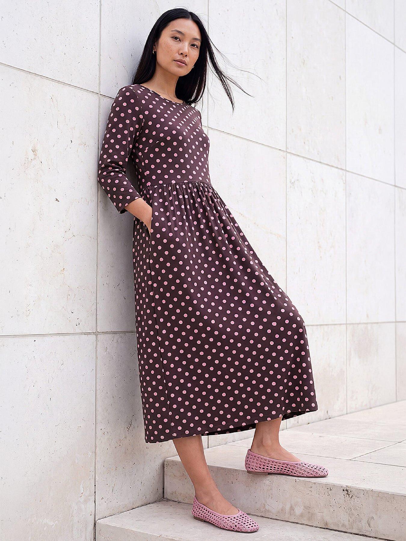 Roman Women's Brown Polka Dot Print Pocket Dress In Size 18 - Image 2