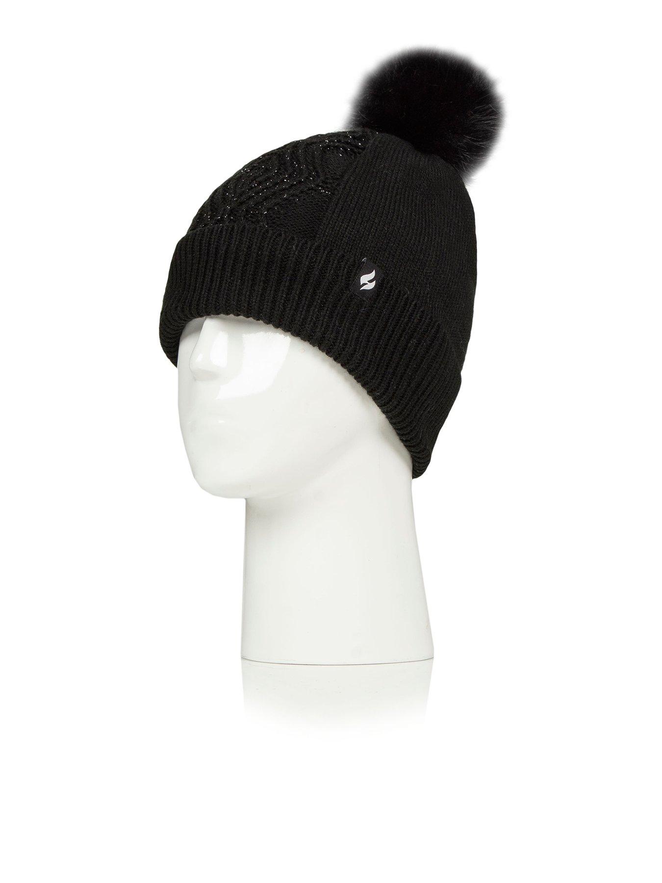 Heat Holders HEAT HOLDERS CENTRE CABLE HAT WITH LUREX - BLACK