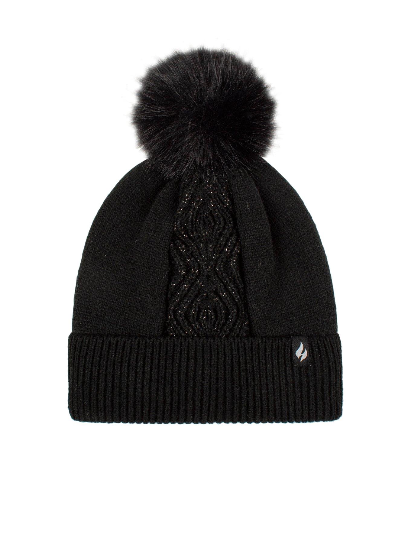 Image 3 of 4 of Heat Holders CENTRE CABLE HAT WITH LUREX - BLACK
