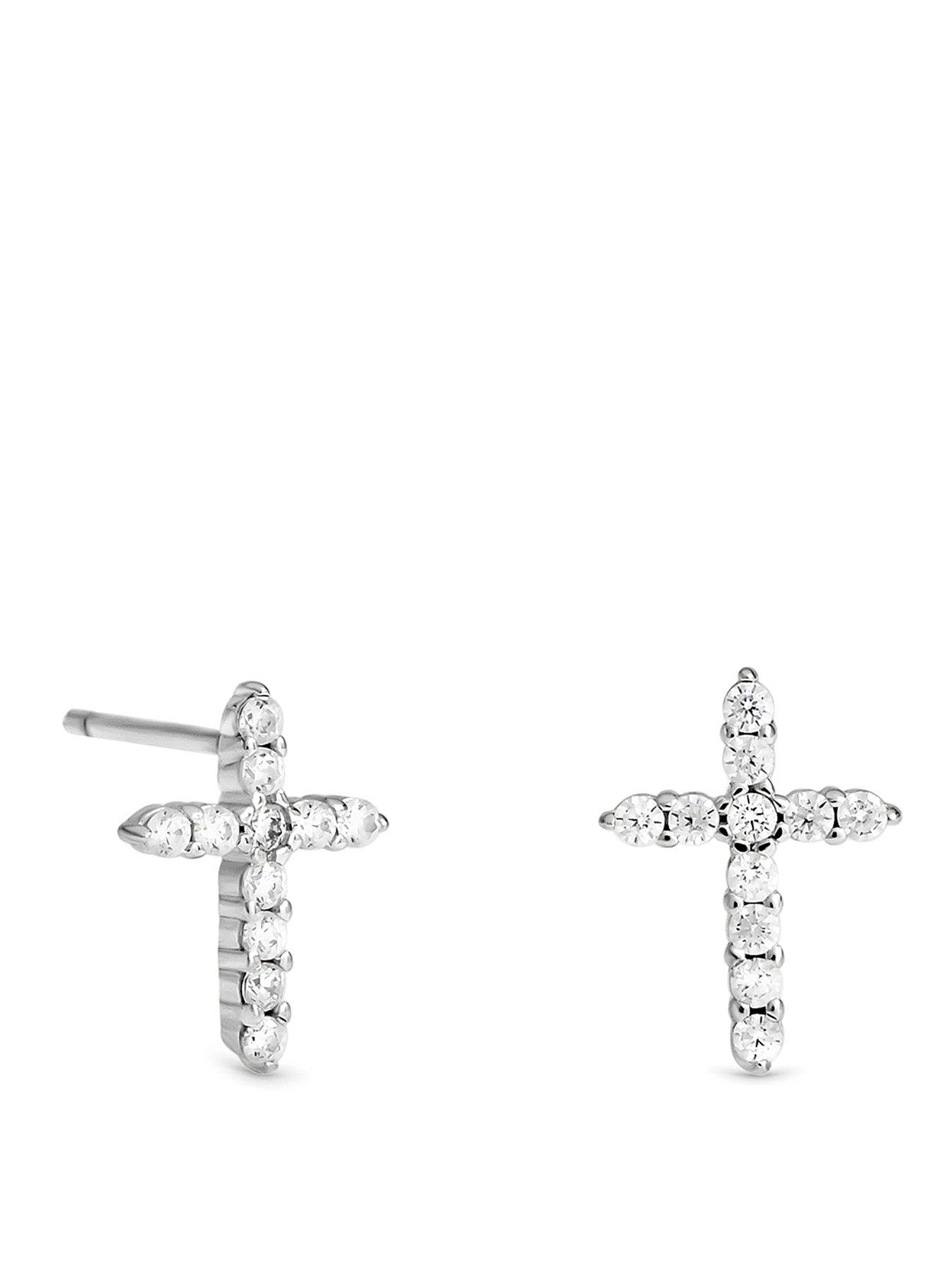 Jon Richard Simply Silver 925 Sterling Silver New Cross Stud Earrings