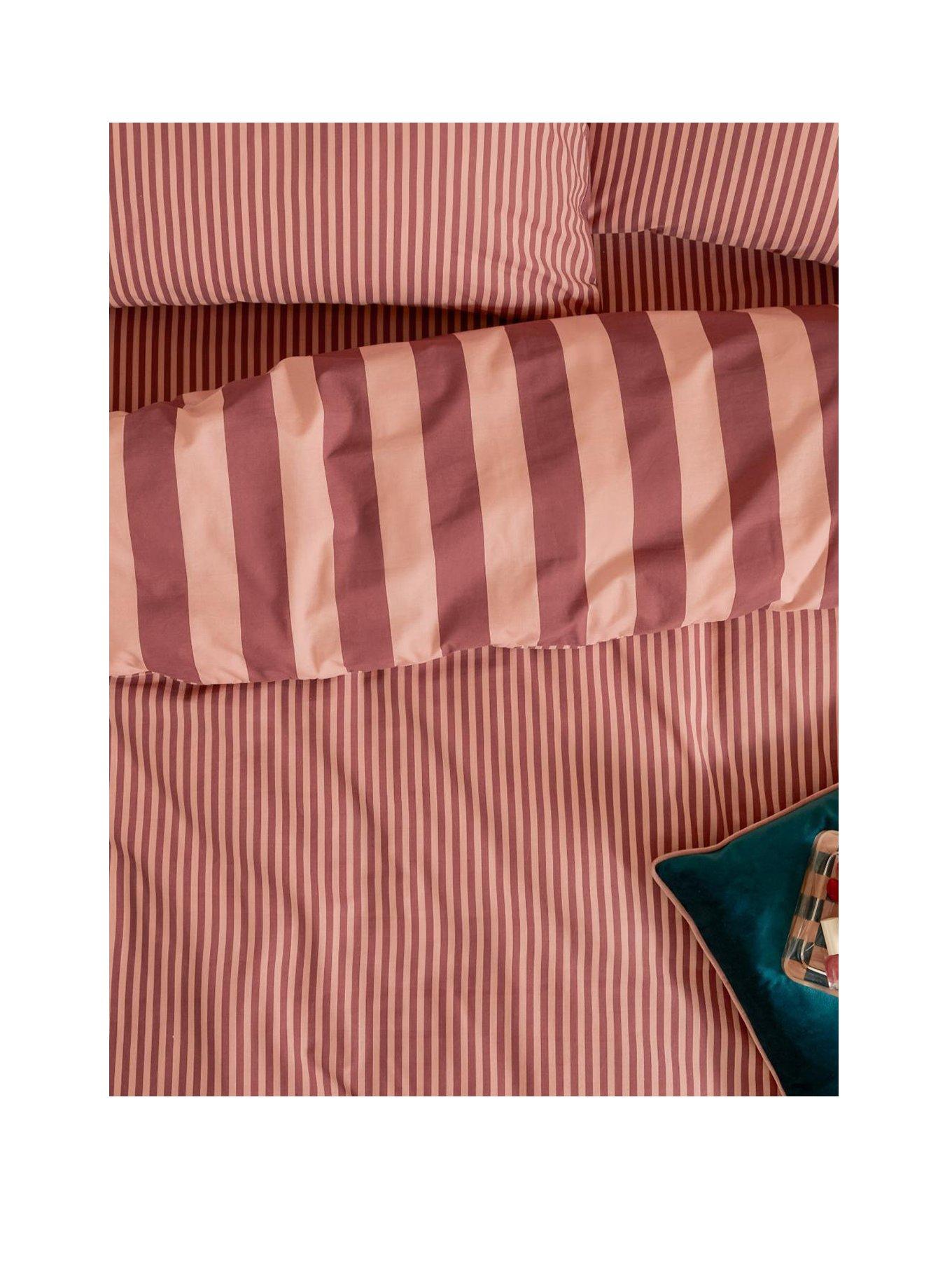 Image 2 of 3 of Furn The Ultimate Stripe Double Fitted Sheet Raspberry Smoothie