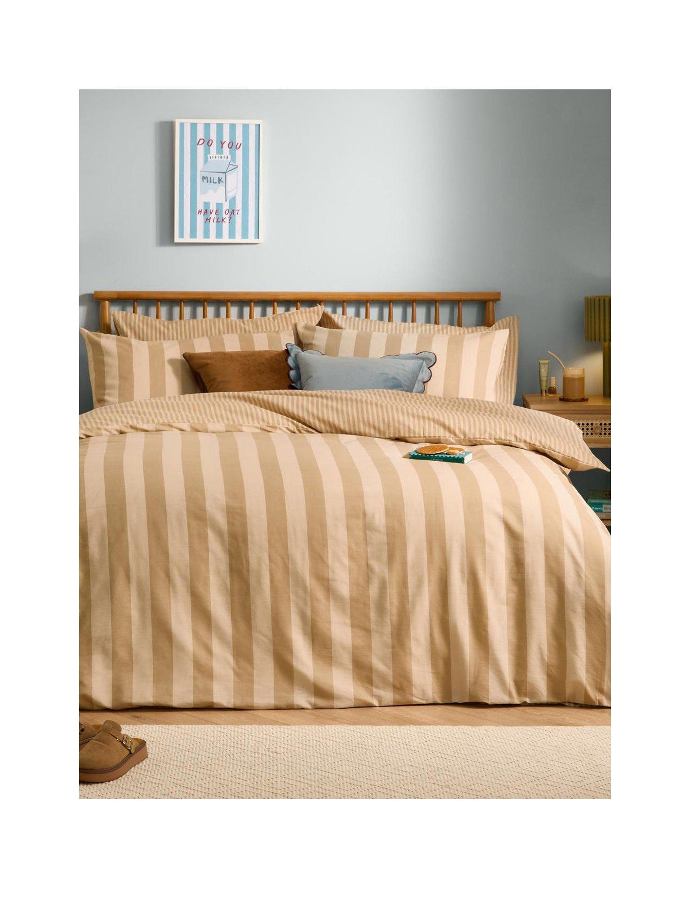 Image 2 of 4 of Furn The Ultimate Stripe Single Duvet Set Caramel Latte
