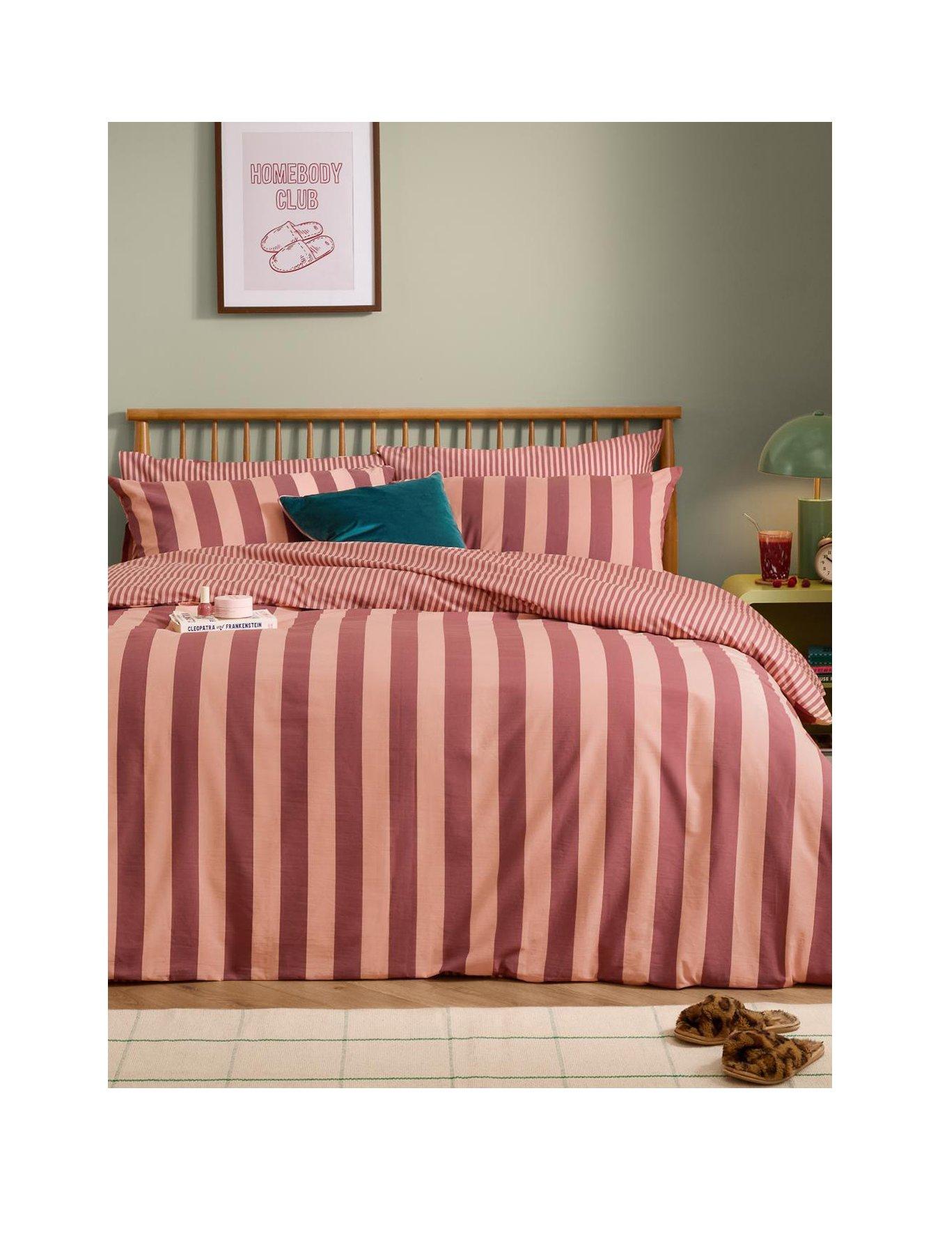 Image 2 of 4 of Furn The Ultimate Stripe Double Duvet Set Raspberry Smoothie