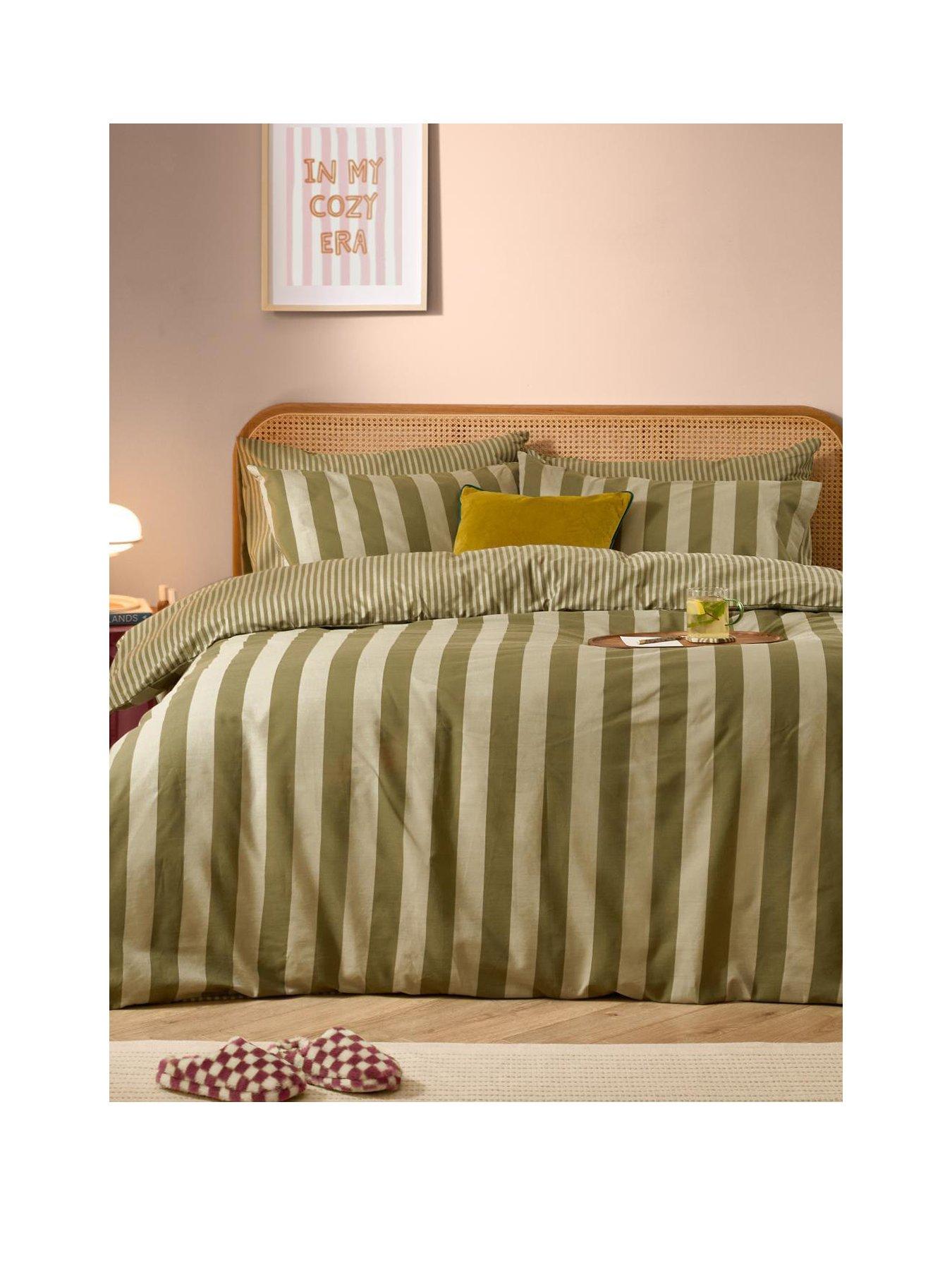 Image 2 of 4 of Furn The Ultimate Stripe Double Duvet Set Green Tea
