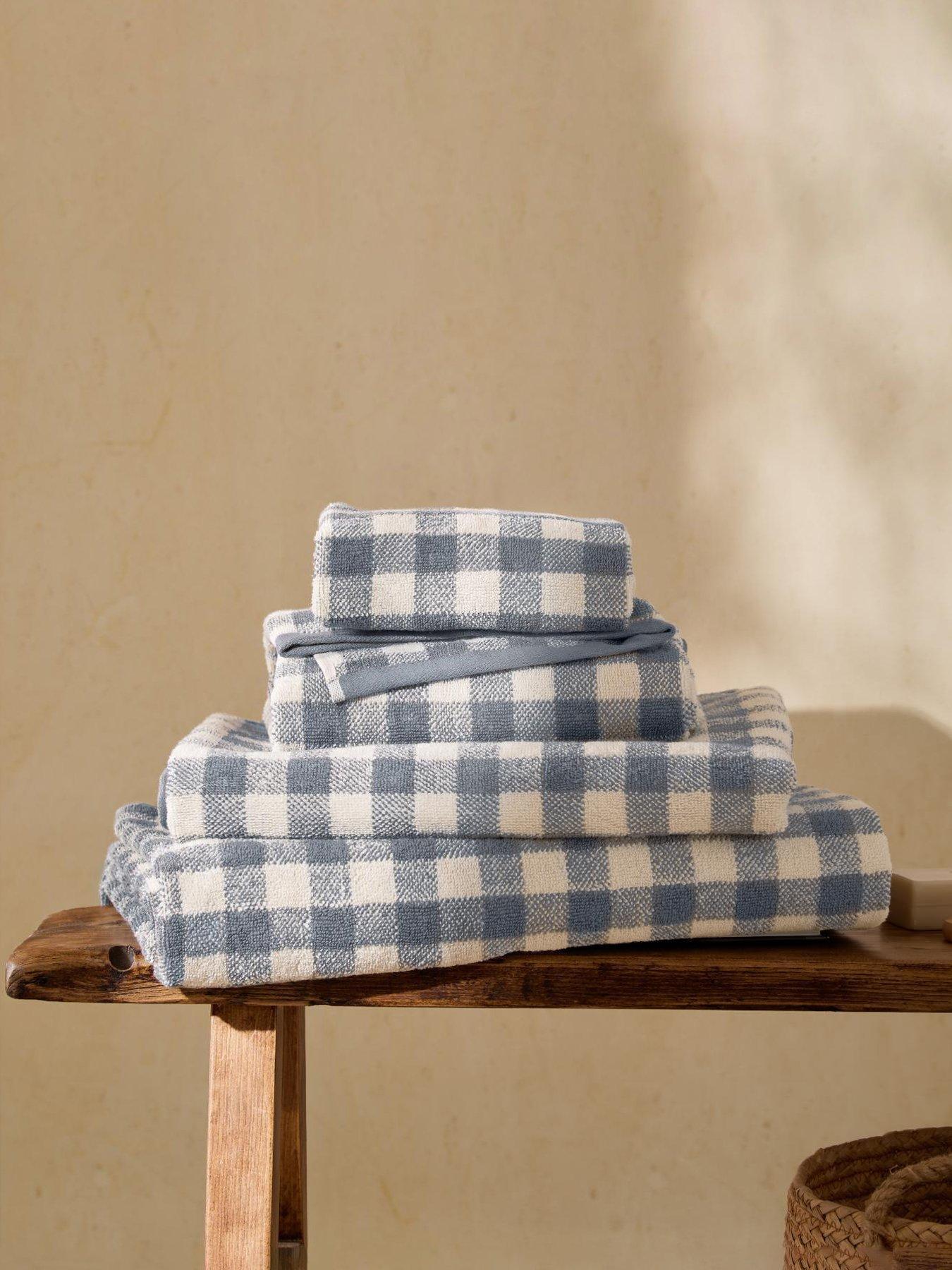 Yard Barton Check Towel Collection Denim Blue