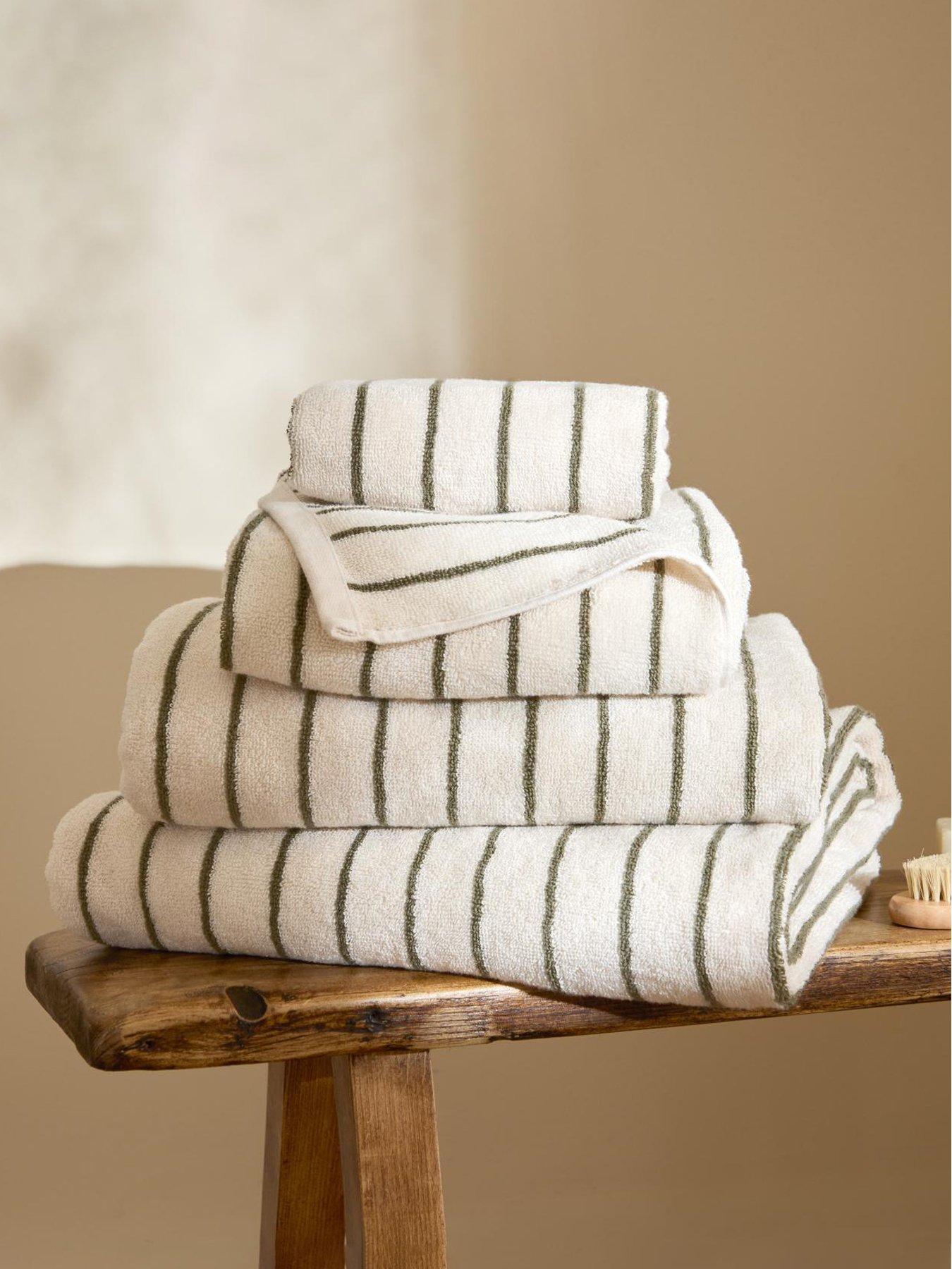 Yard Hebden Narrow Stripe Towel Collection Olive