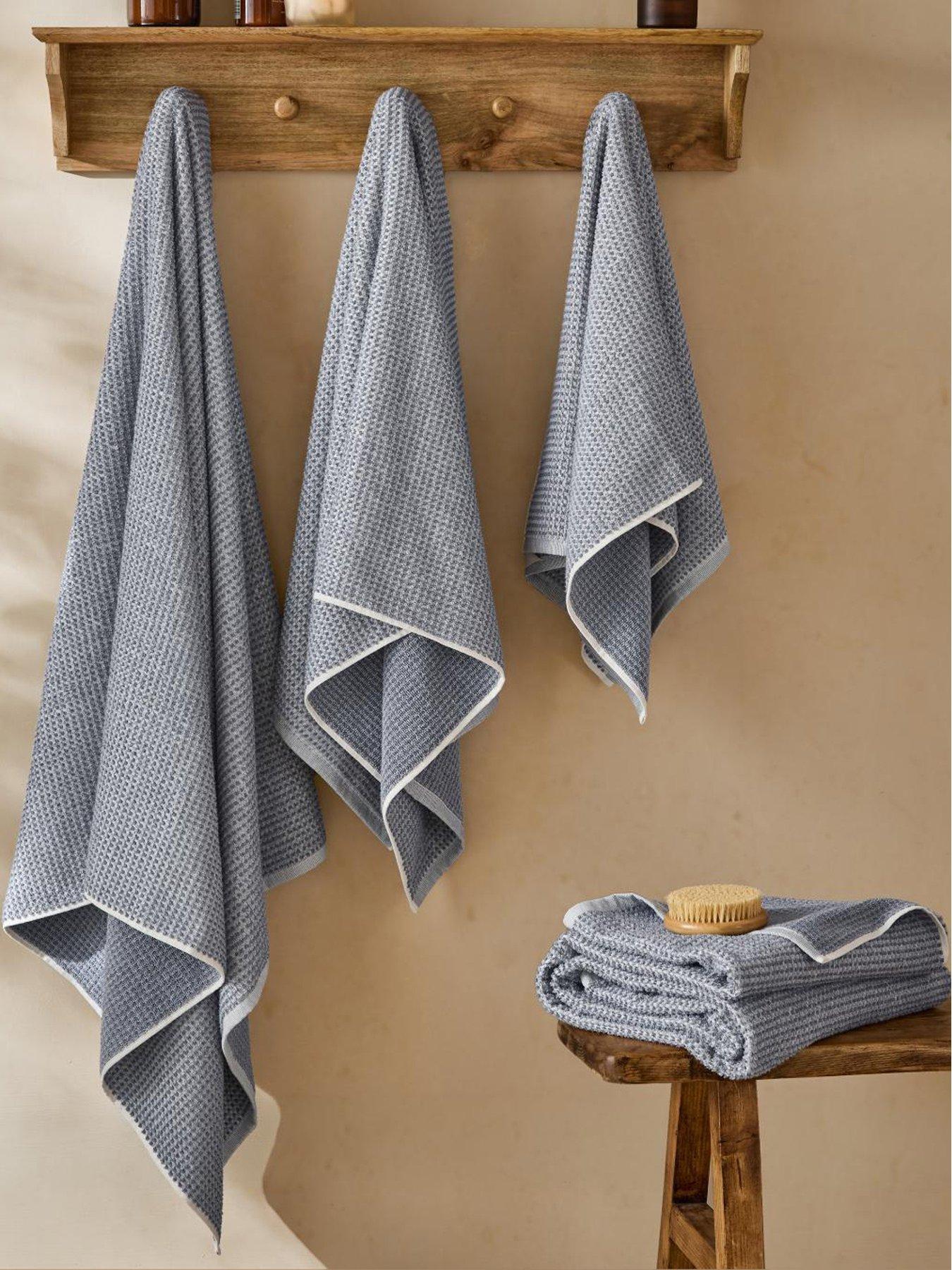 Image 3 of 4 of Yard Hebden Waffle Towel Collection Denim Blue