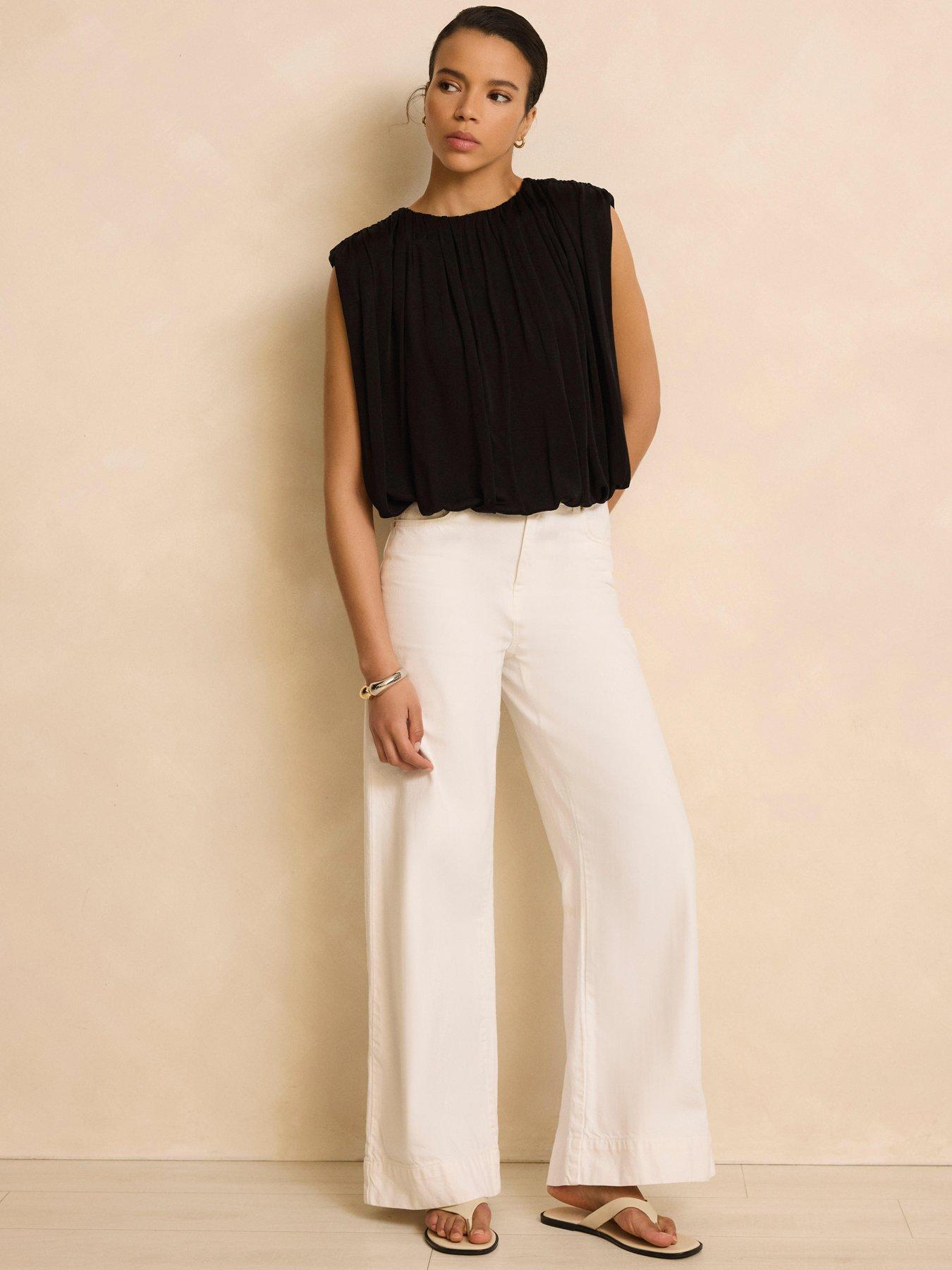 Image 2 of 6 of Mint Velvet Black Bubble Hem Top