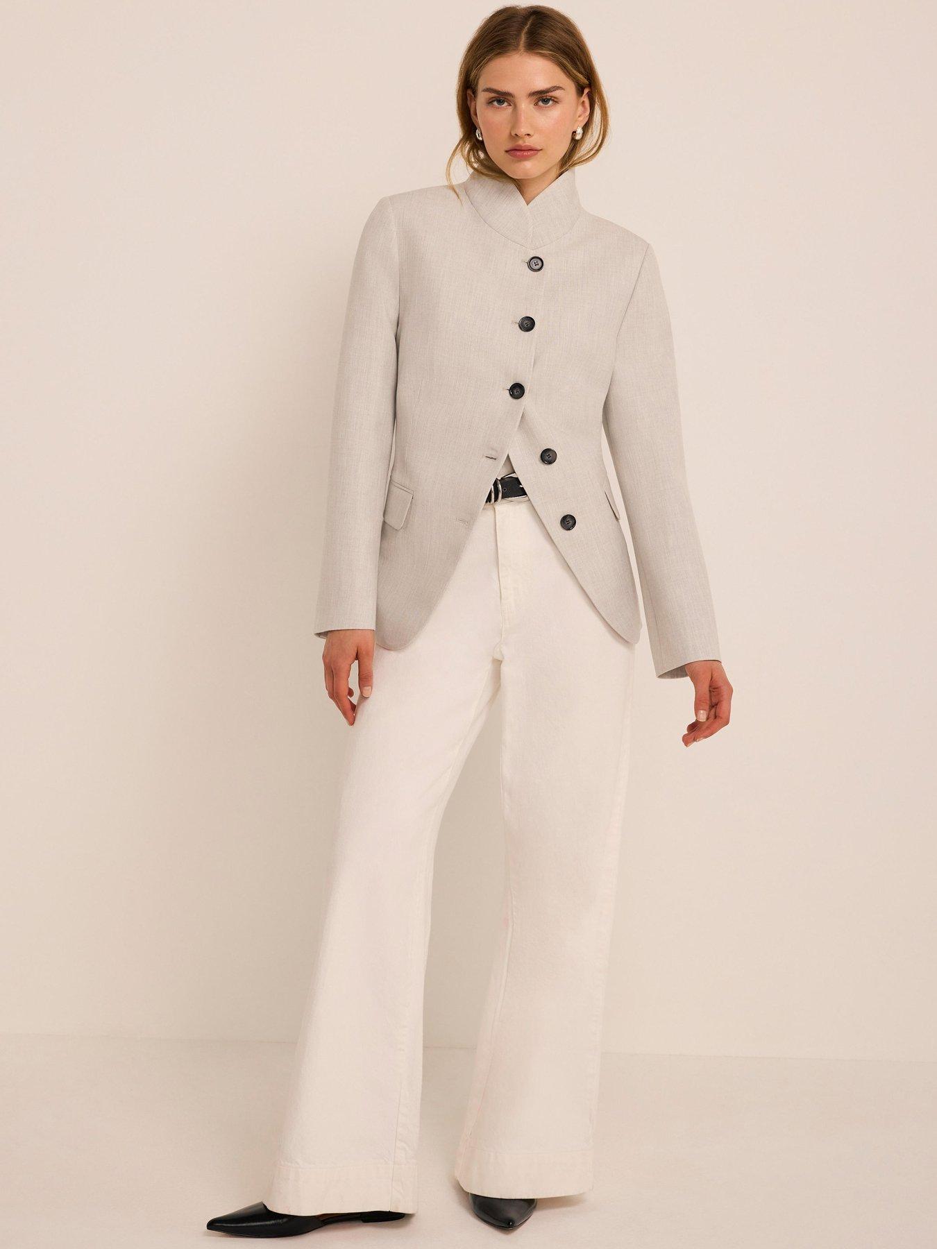 Image 4 of 6 of Mint Velvet Silver Grey High Neck Blazer