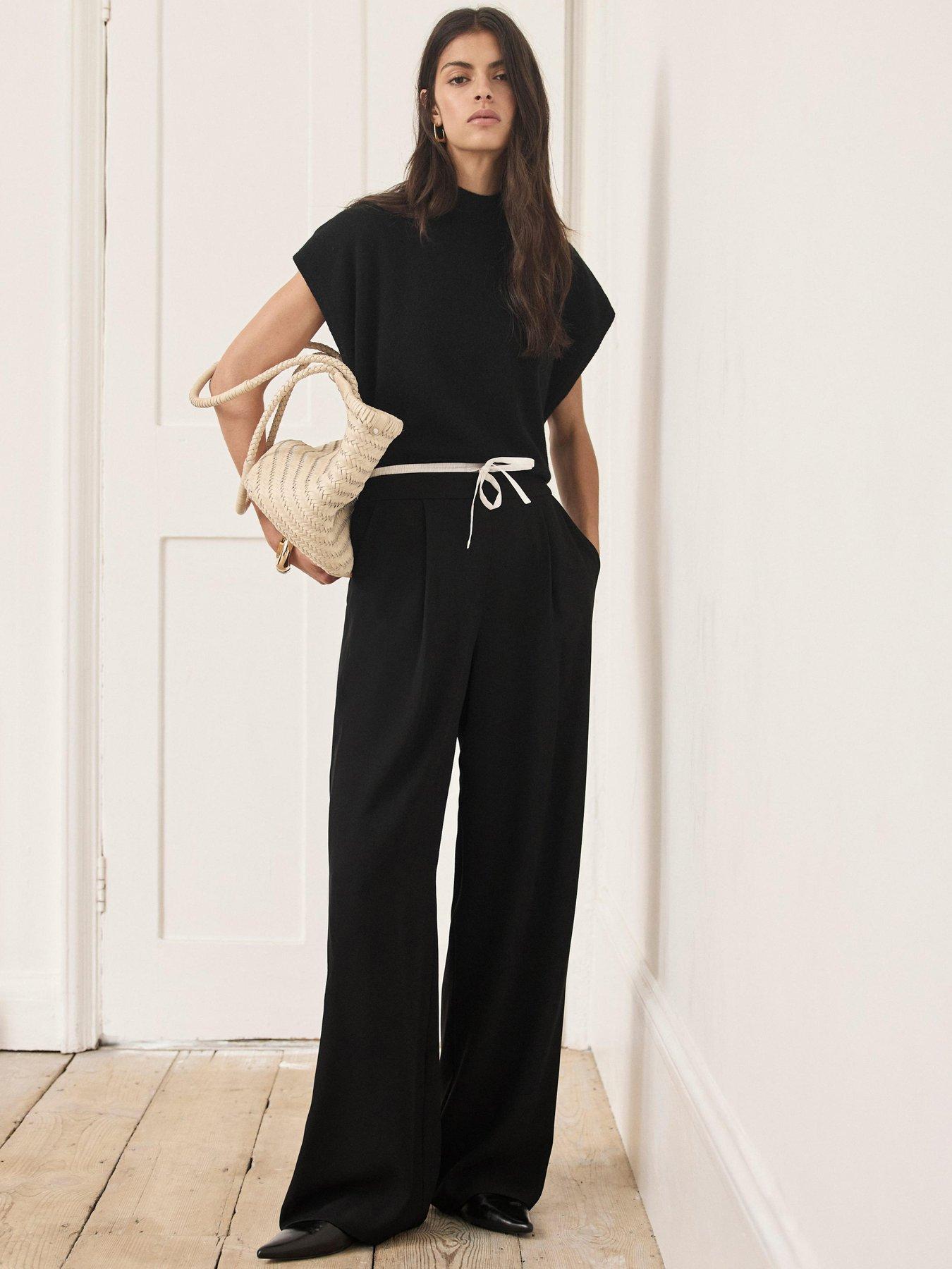 Image 1 of 6 of Mint Velvet Black Contrast Waist Trouser