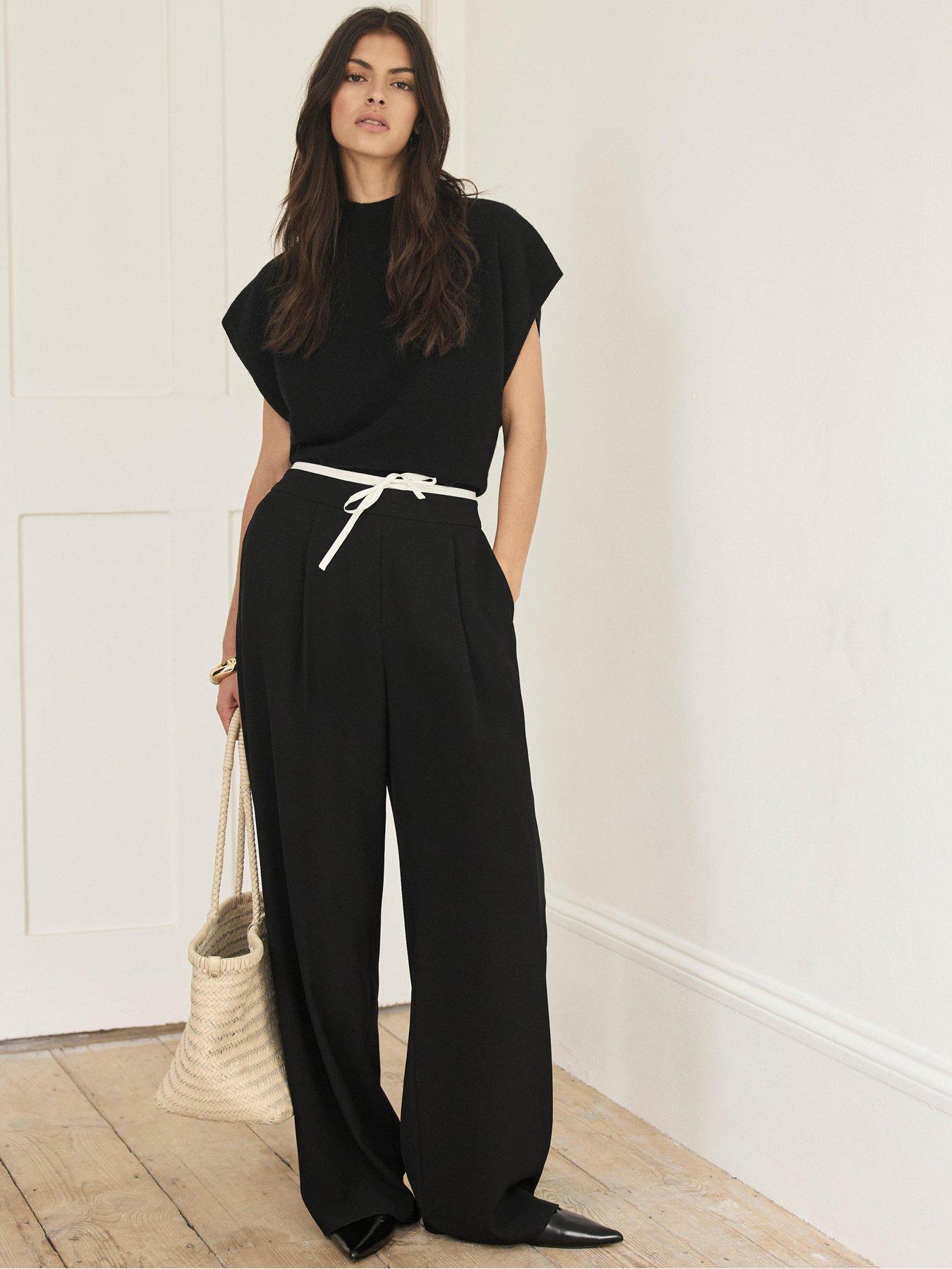 Image 4 of 6 of Mint Velvet Black Contrast Waist Trouser