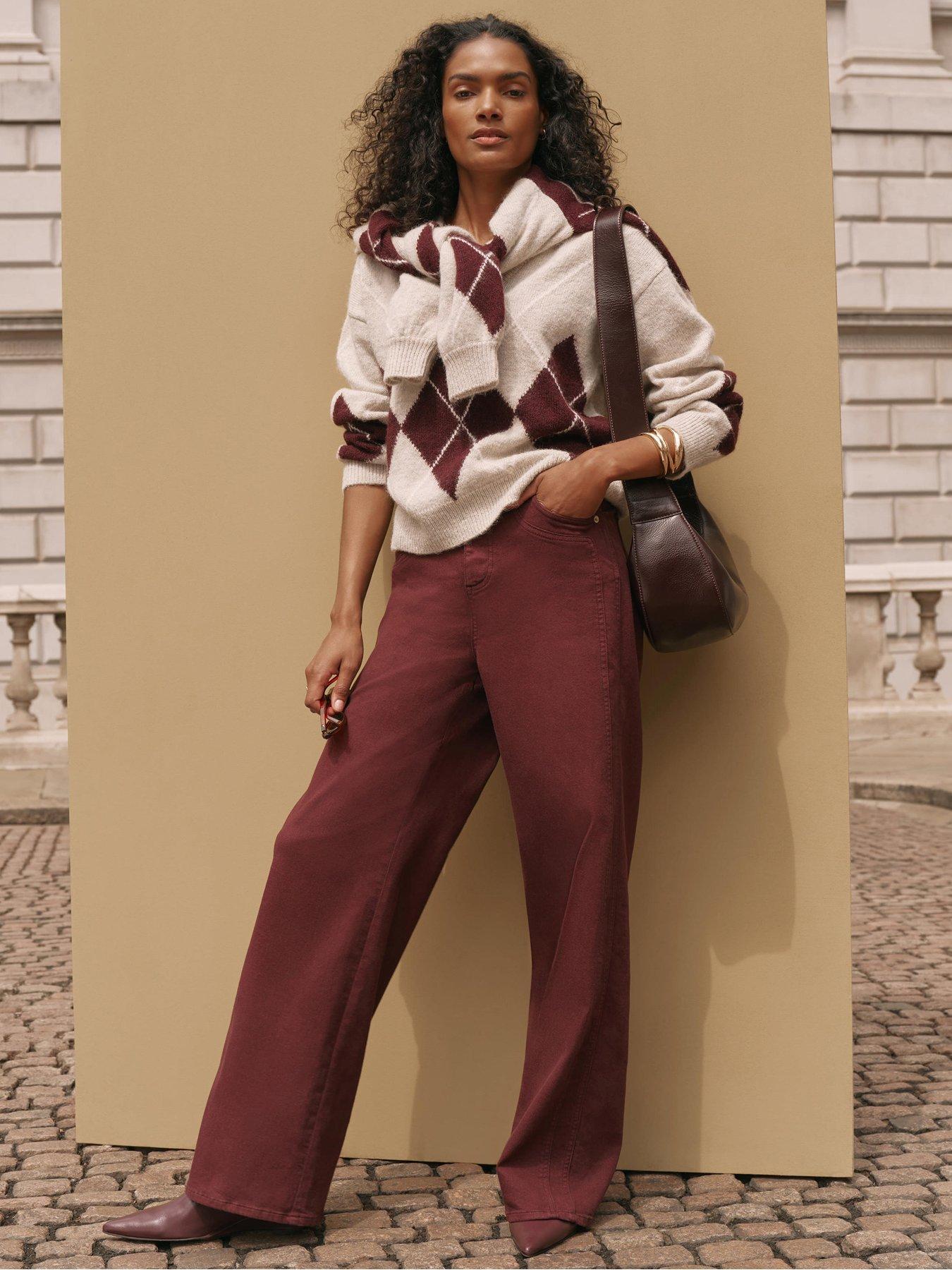Image 4 of 6 of Mint Velvet Neutral Argyle V Neck Jumper