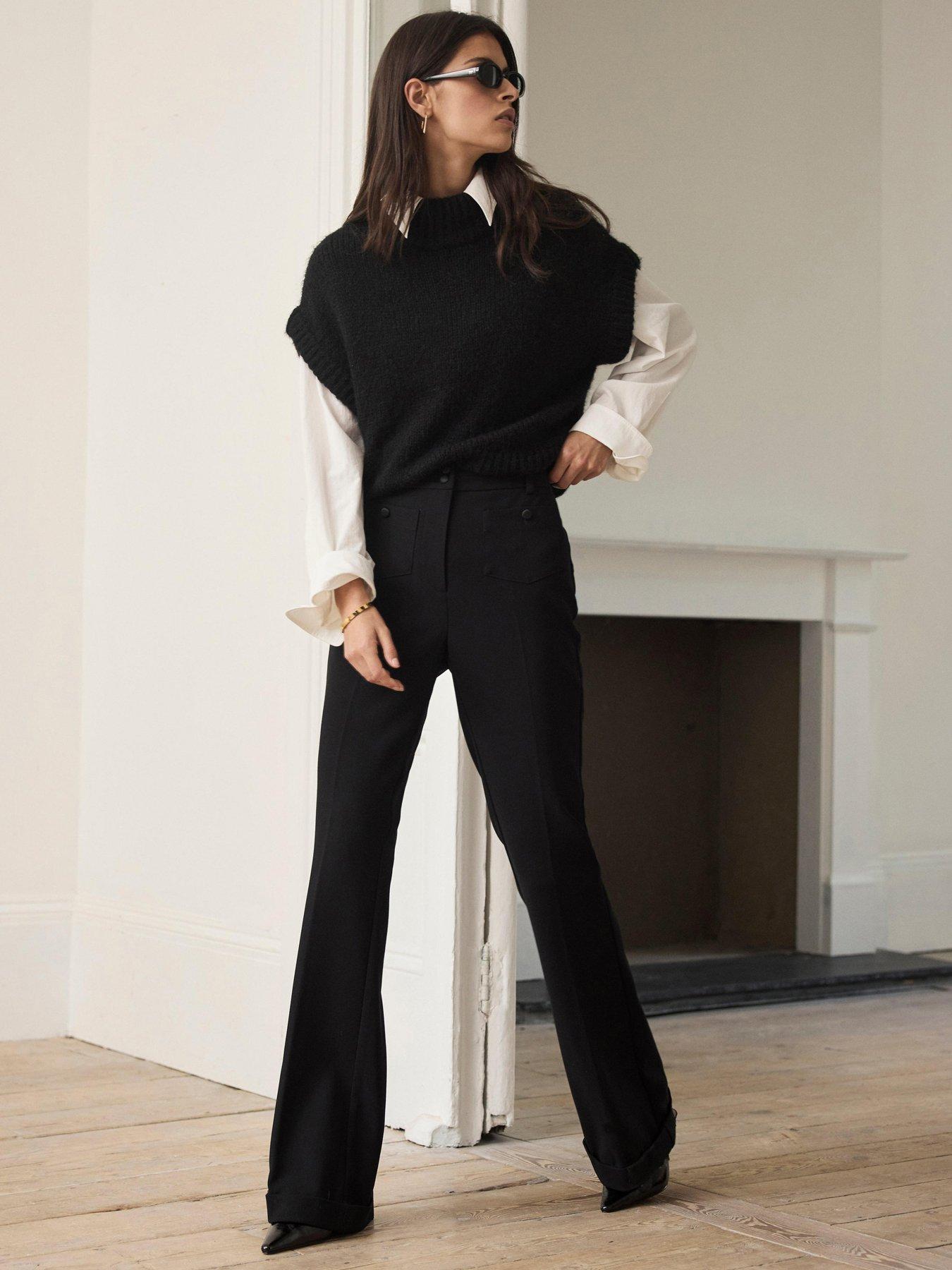 Image 1 of 6 of Mint Velvet Black Patch Pocket Flare