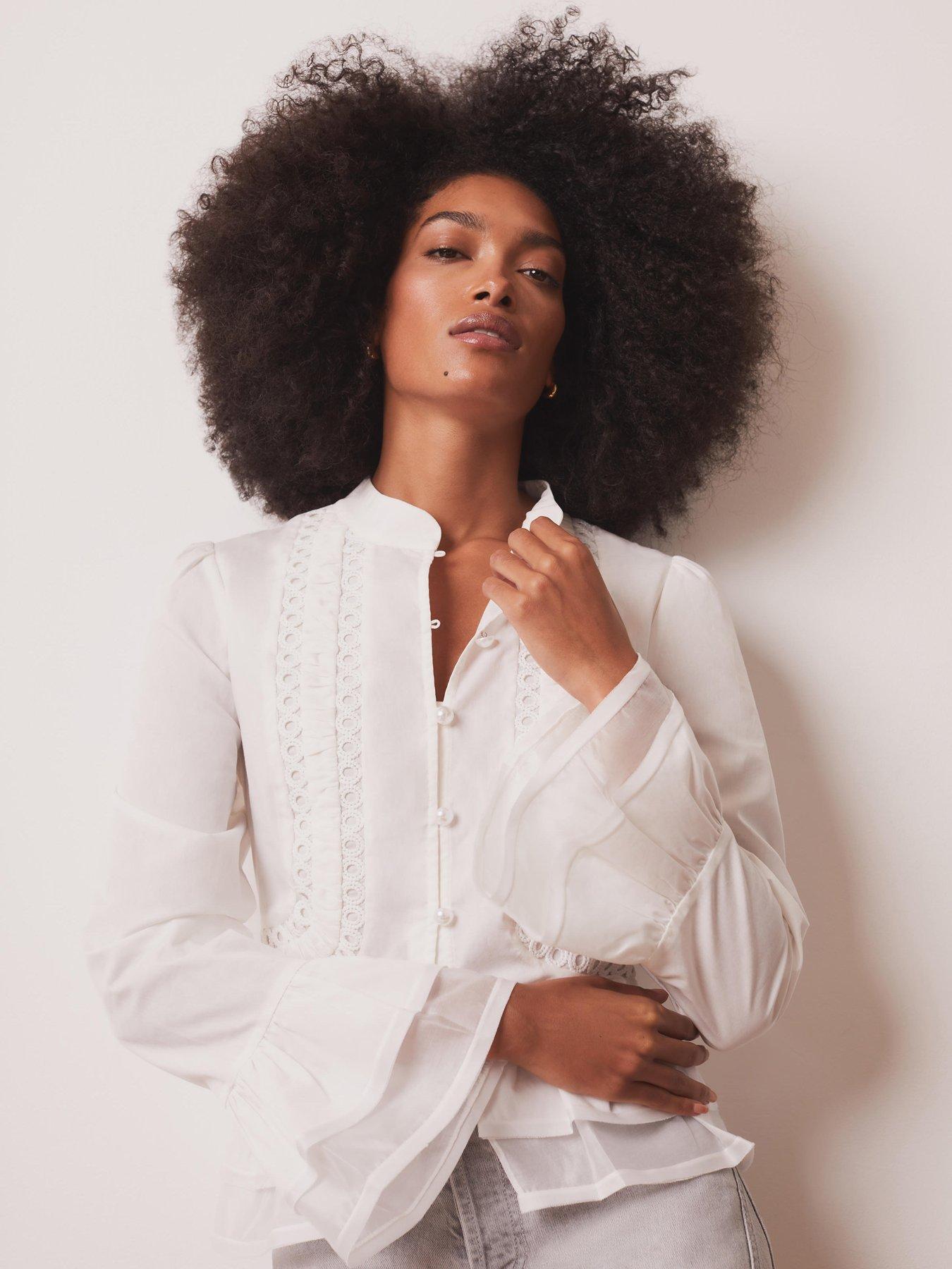 Image 2 of 6 of Mint Velvet Ivory Lace Ruffle Blouse