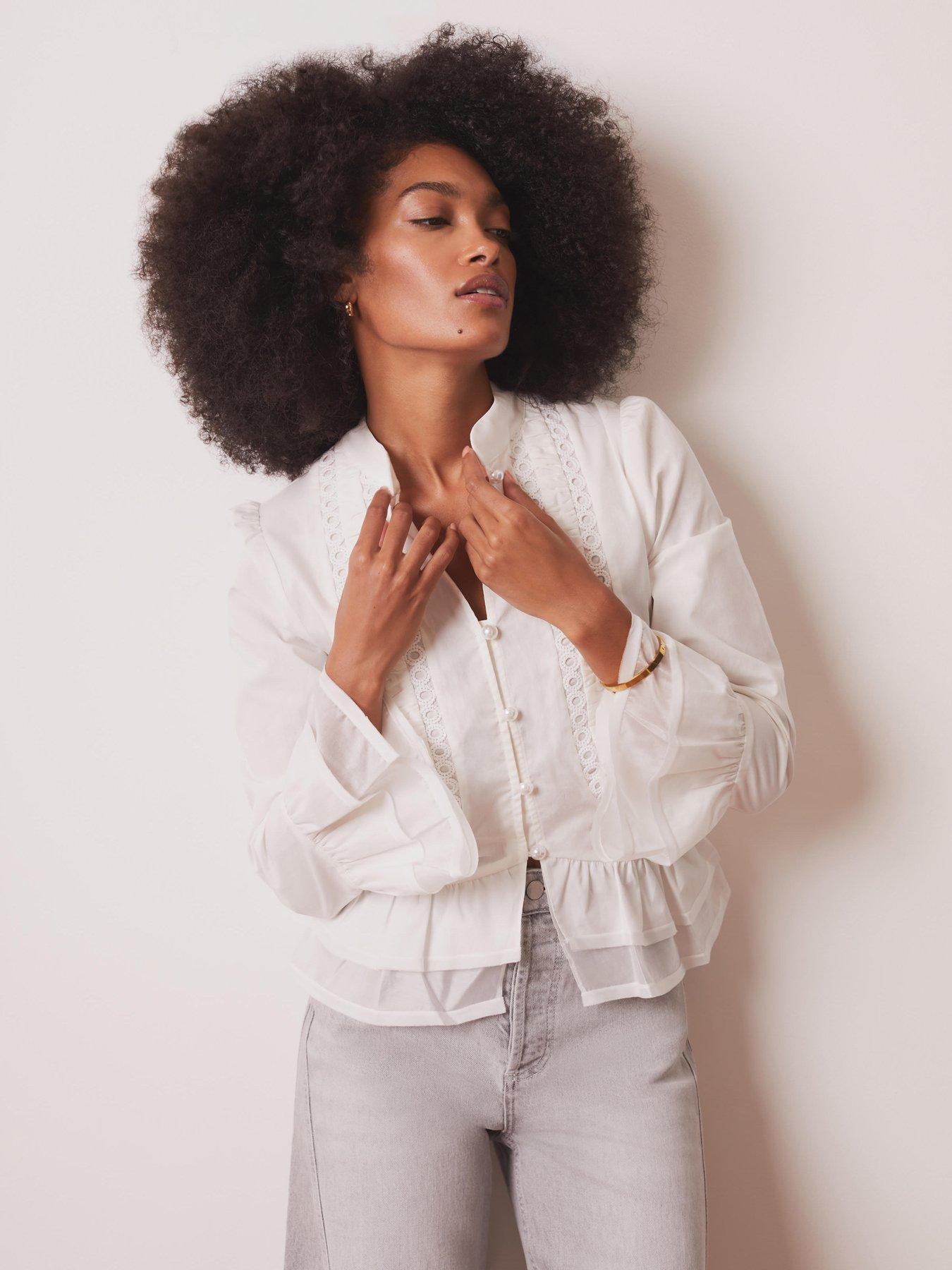 Image 4 of 6 of Mint Velvet Ivory Lace Ruffle Blouse