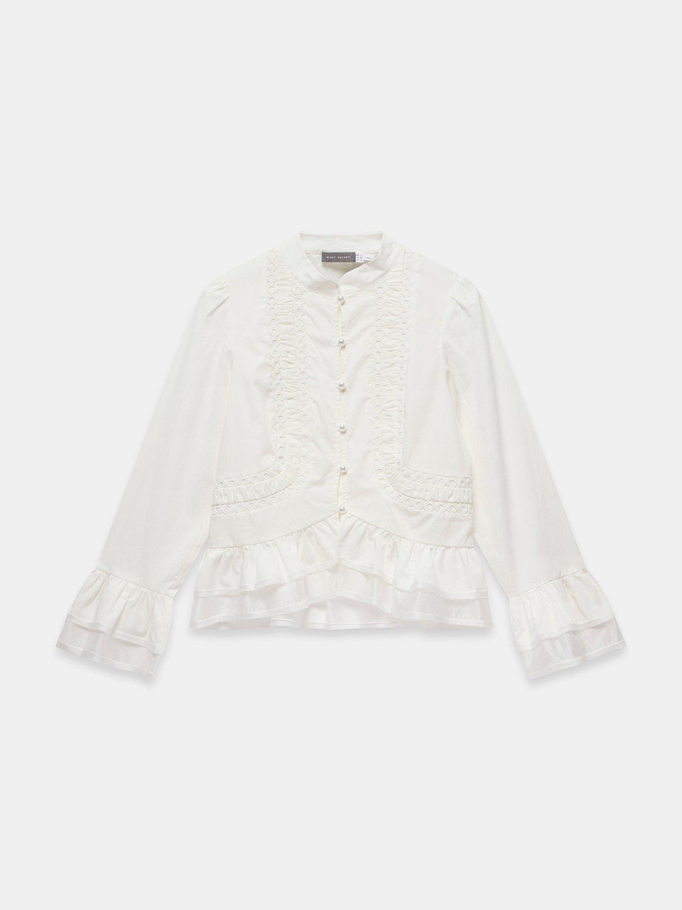 Image 5 of 6 of Mint Velvet Ivory Lace Ruffle Blouse