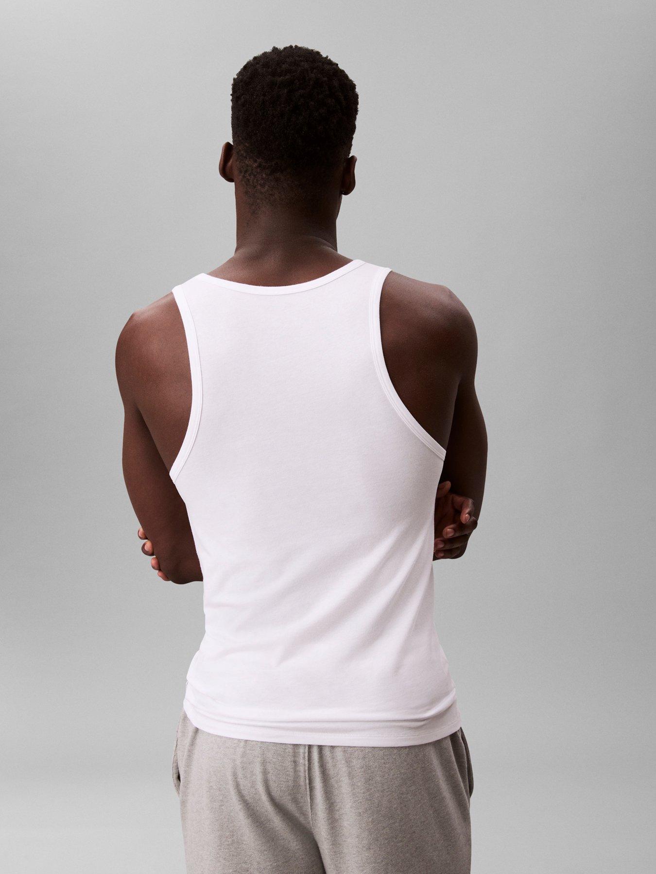 Image 3 of 5 of Calvin Klein Mens 3 Pack Ribbed Stretch Tank Vests - White