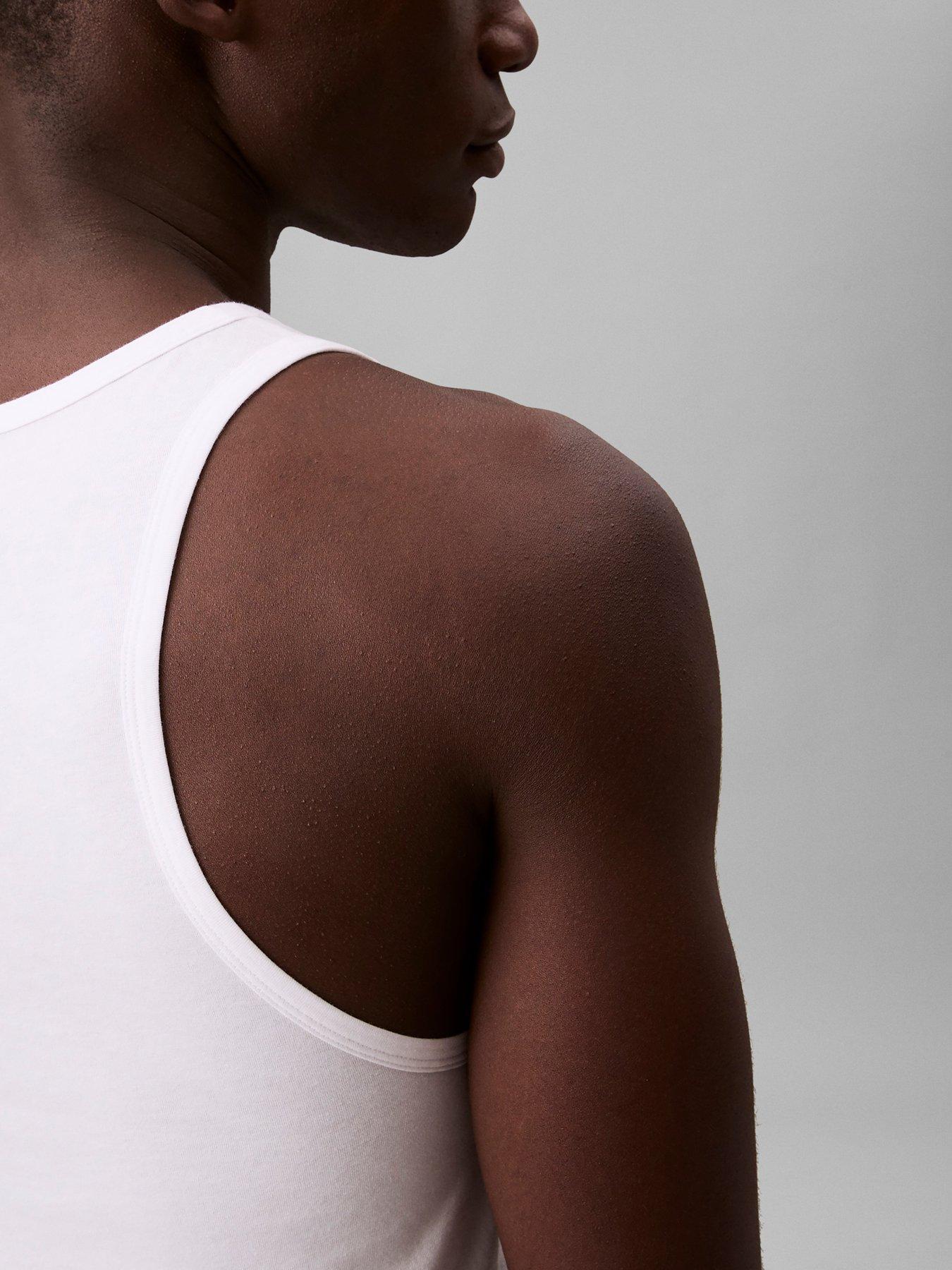 Image 5 of 5 of Calvin Klein Mens 3 Pack Ribbed Stretch Tank Vests - White