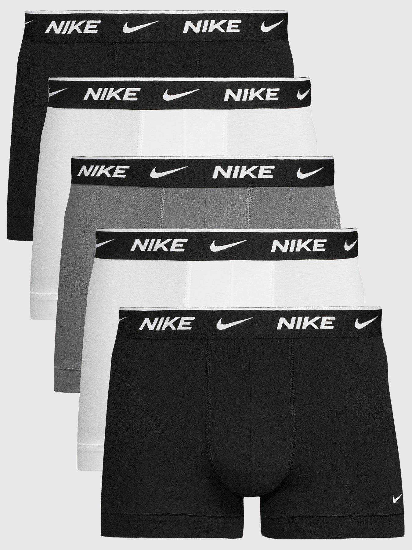 Nike Mens Essential Cotton Straight 5 Pack Trunks, Black, Size Xl, Men
