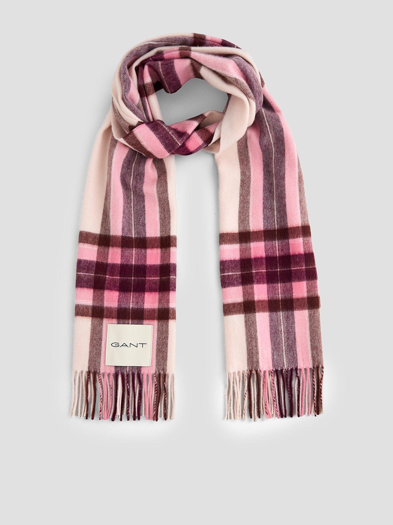 Image 1 of 4 of GANT Gant Tartan Check Wool Scarf - Pink