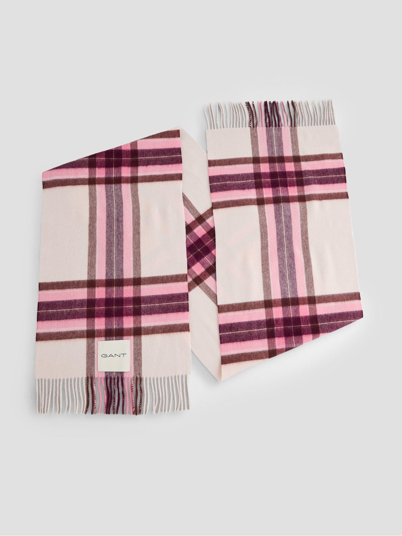Image 3 of 4 of GANT Gant Tartan Check Wool Scarf - Pink