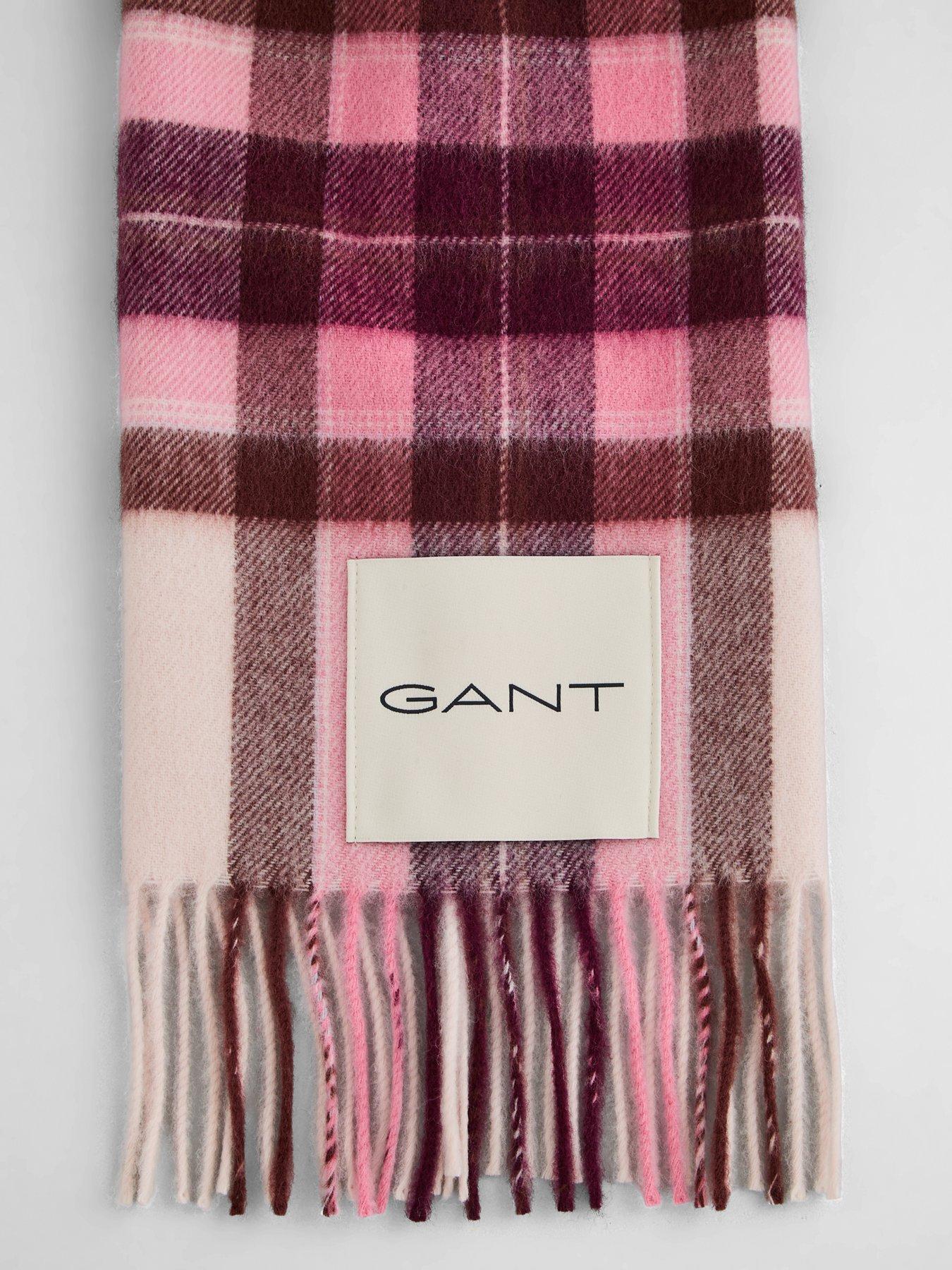 Image 4 of 4 of GANT Gant Tartan Check Wool Scarf - Pink