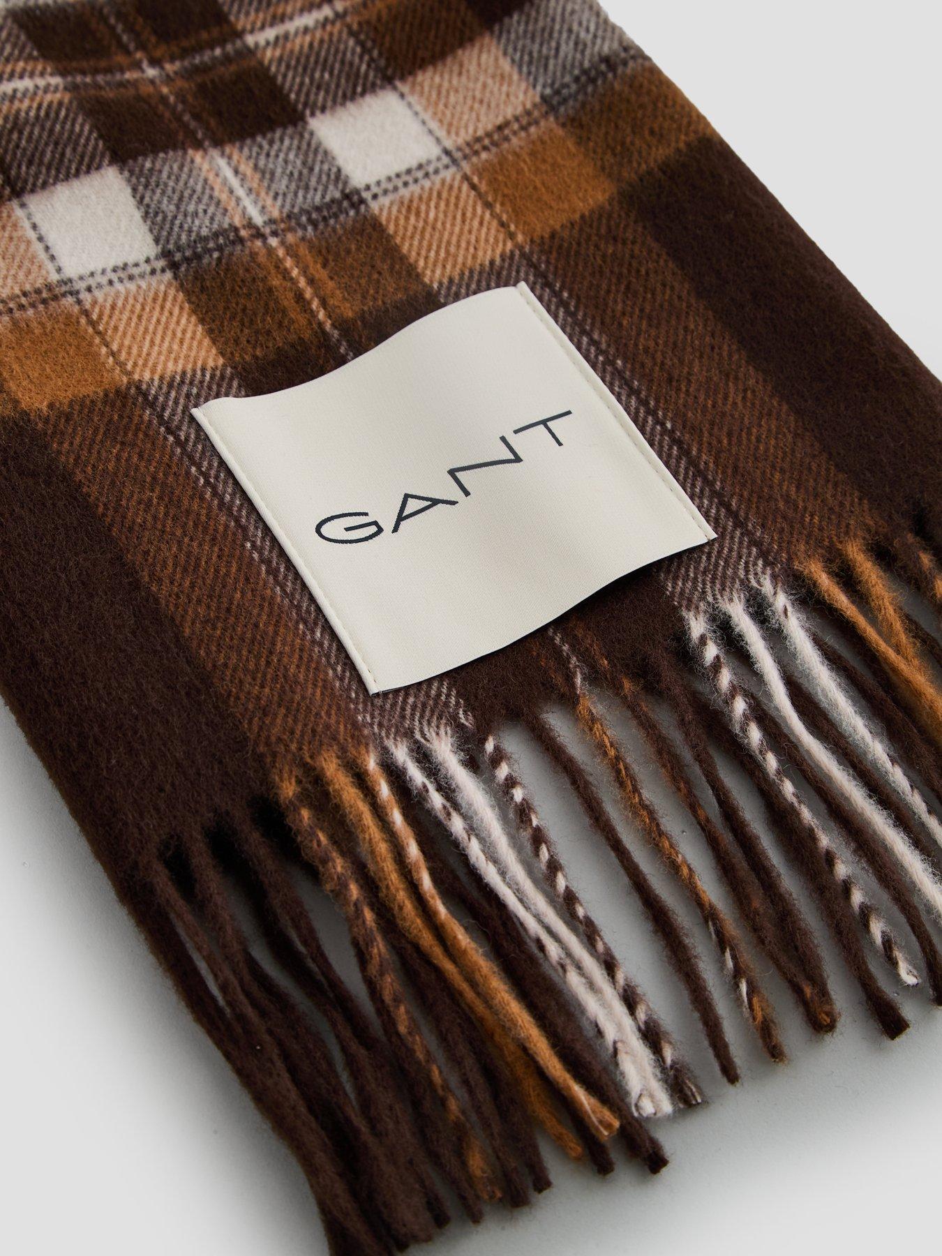 Image 5 of 5 of GANT Gant Tartan Check Wool Scarf - Brown