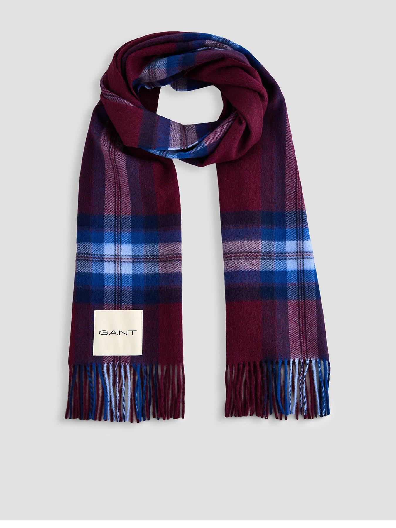 Image 1 of 4 of GANT Gant Tartan Check Wool Scarf - Red