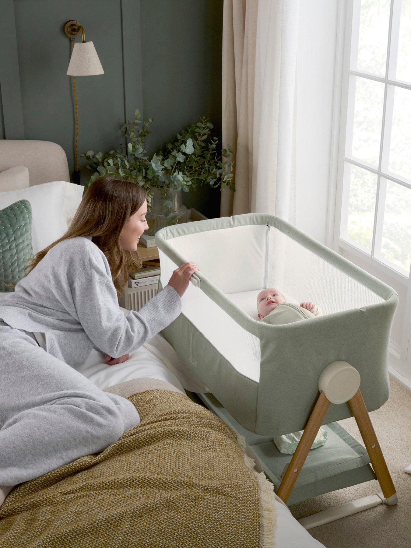 Mamas & Papas Lua Bedside Crib - Sage (0-6 Months) | Zip-down Side Panel, Height-Adjustable Frame, Breathable Mesh Panels, Removable Washable Cover, Lightweight Portable Design - Image 3