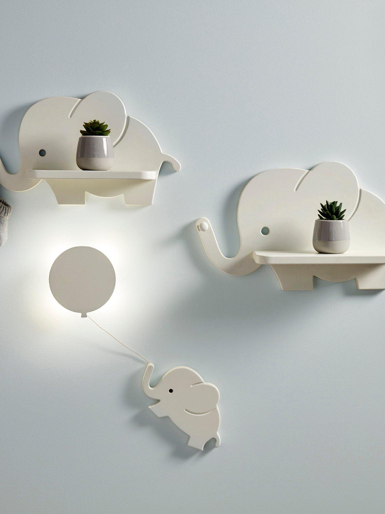 Mamas & Papas White Elephant Shelves & Nightlight In - Image 3