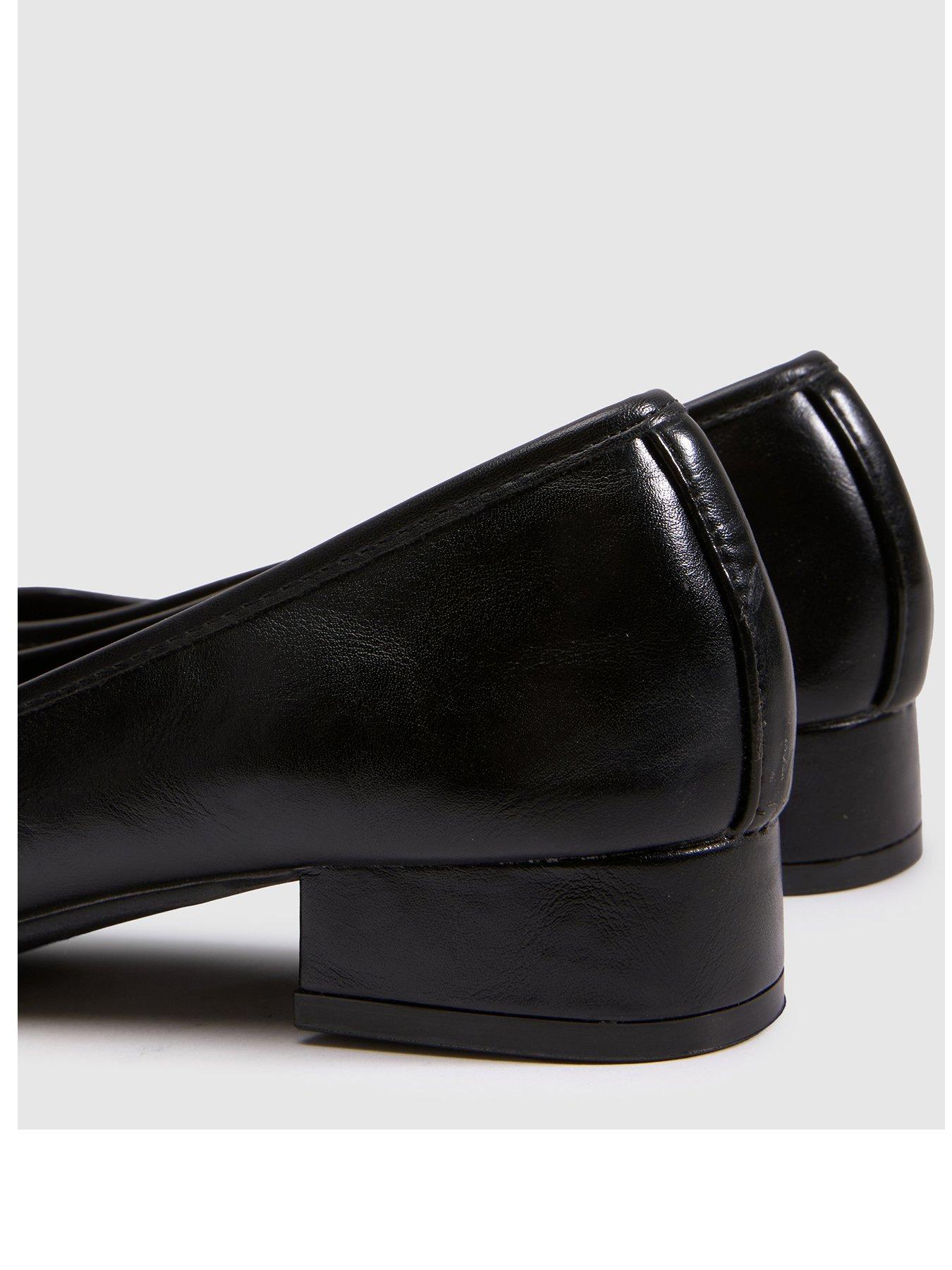 Image 3 of 4 of Schuh Womens Loris Bow Low Block Heel Ballet Pumps - Black
