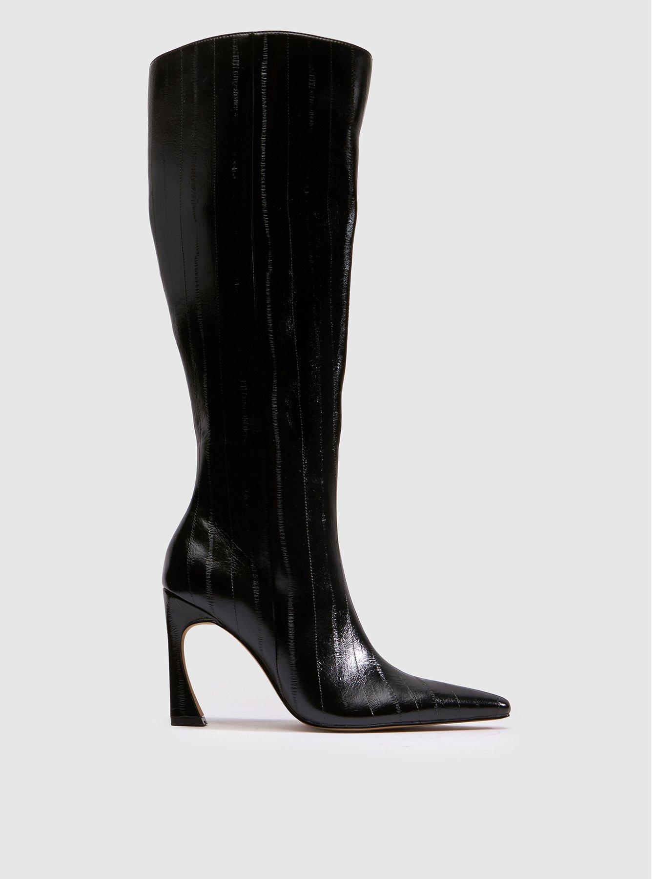 Image 1 of 4 of Schuh Womens Dainty Pointed Toe High Heel Knee Boots - Black