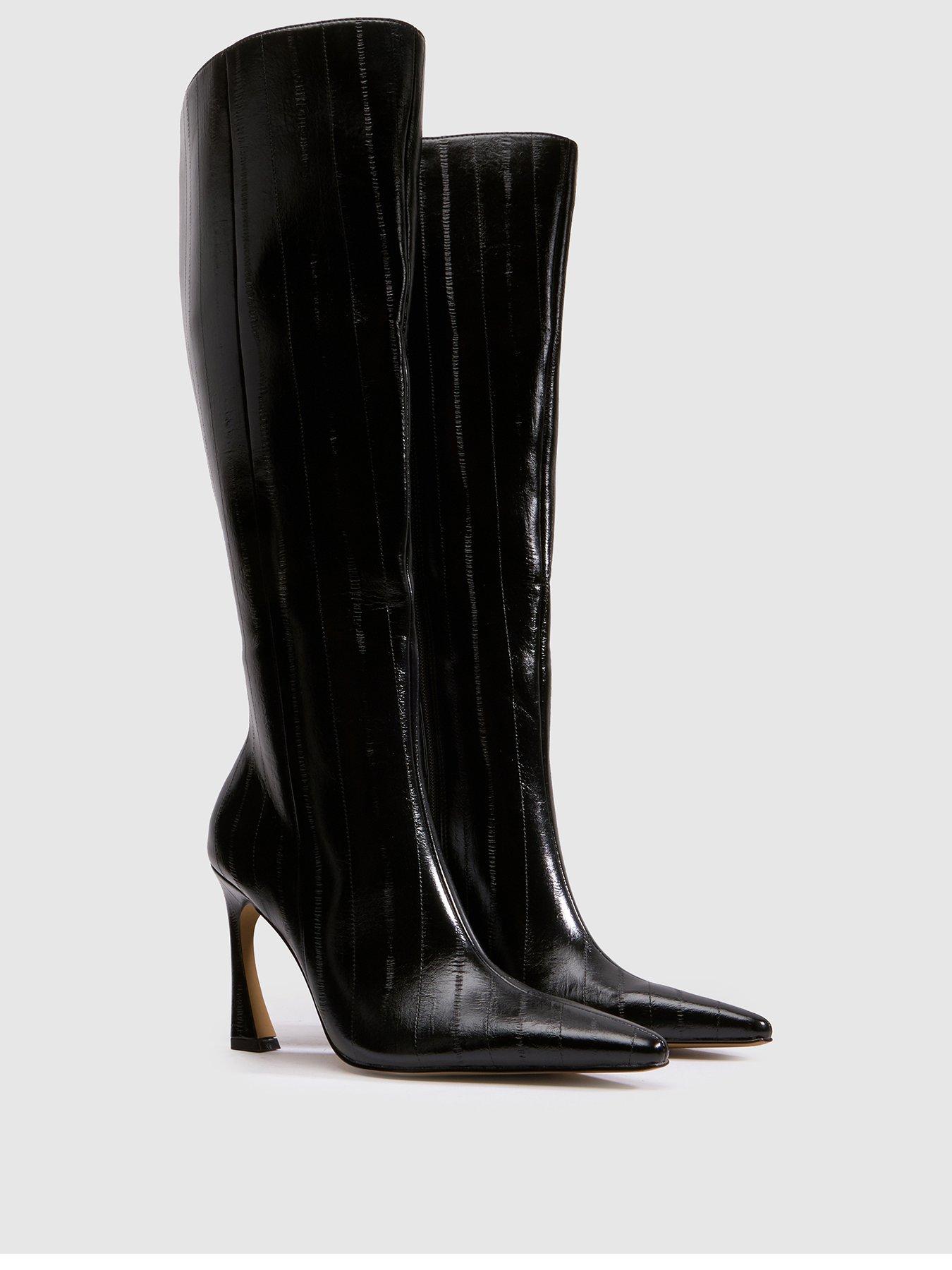 Image 2 of 4 of Schuh Womens Dainty Pointed Toe High Heel Knee Boots - Black
