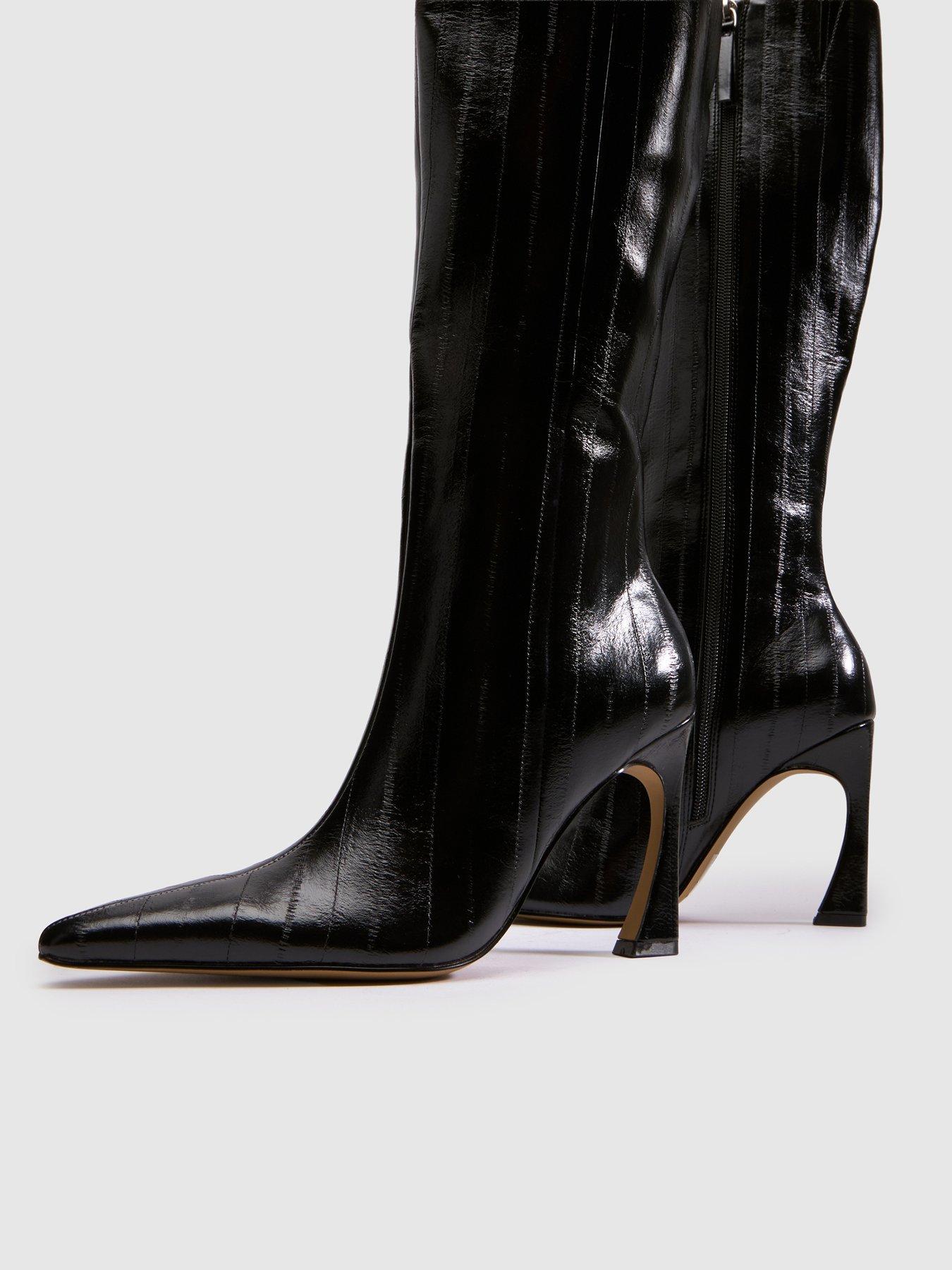 Image 3 of 4 of Schuh Womens Dainty Pointed Toe High Heel Knee Boots - Black