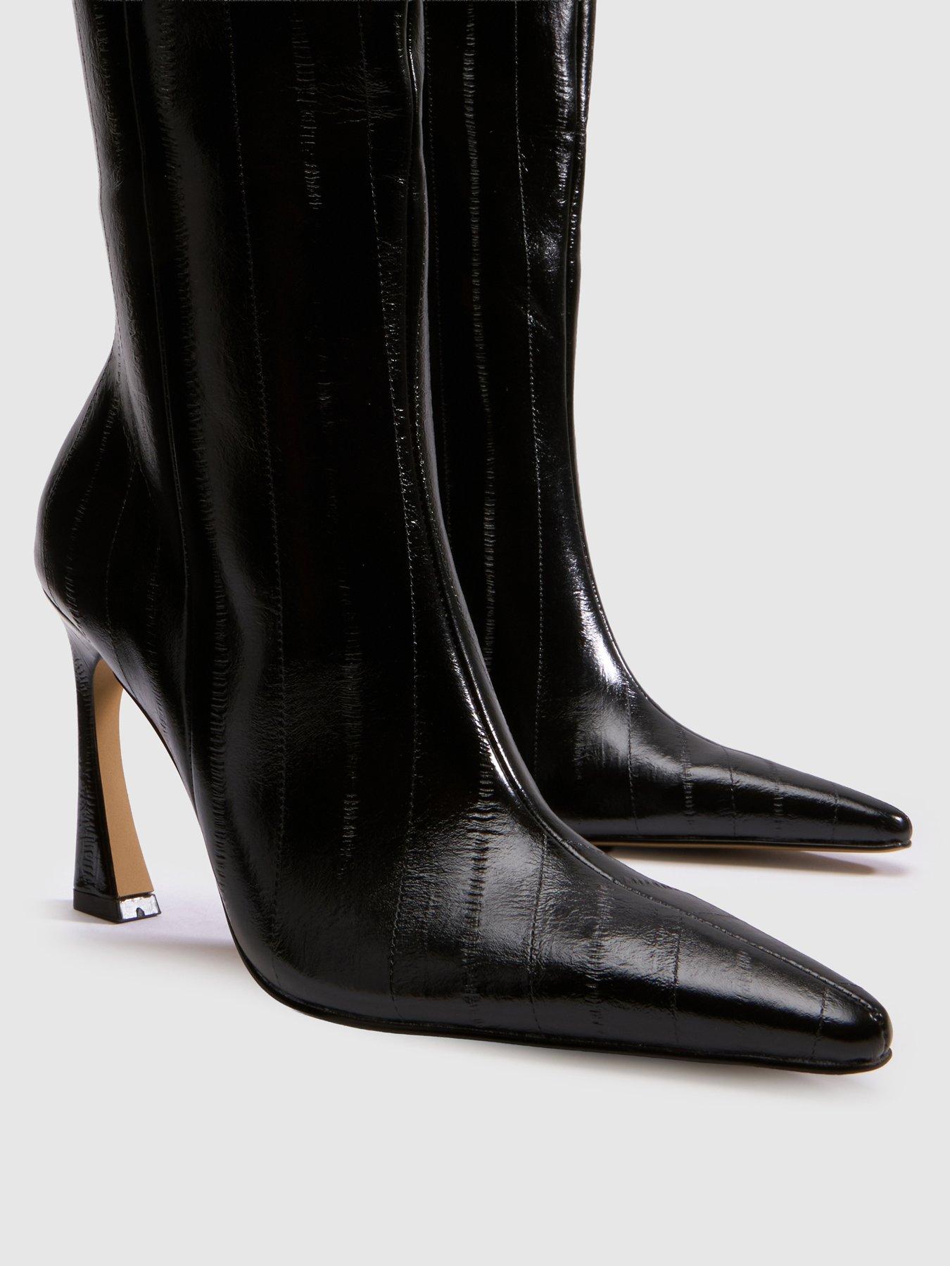 Image 4 of 4 of Schuh Womens Dainty Pointed Toe High Heel Knee Boots - Black