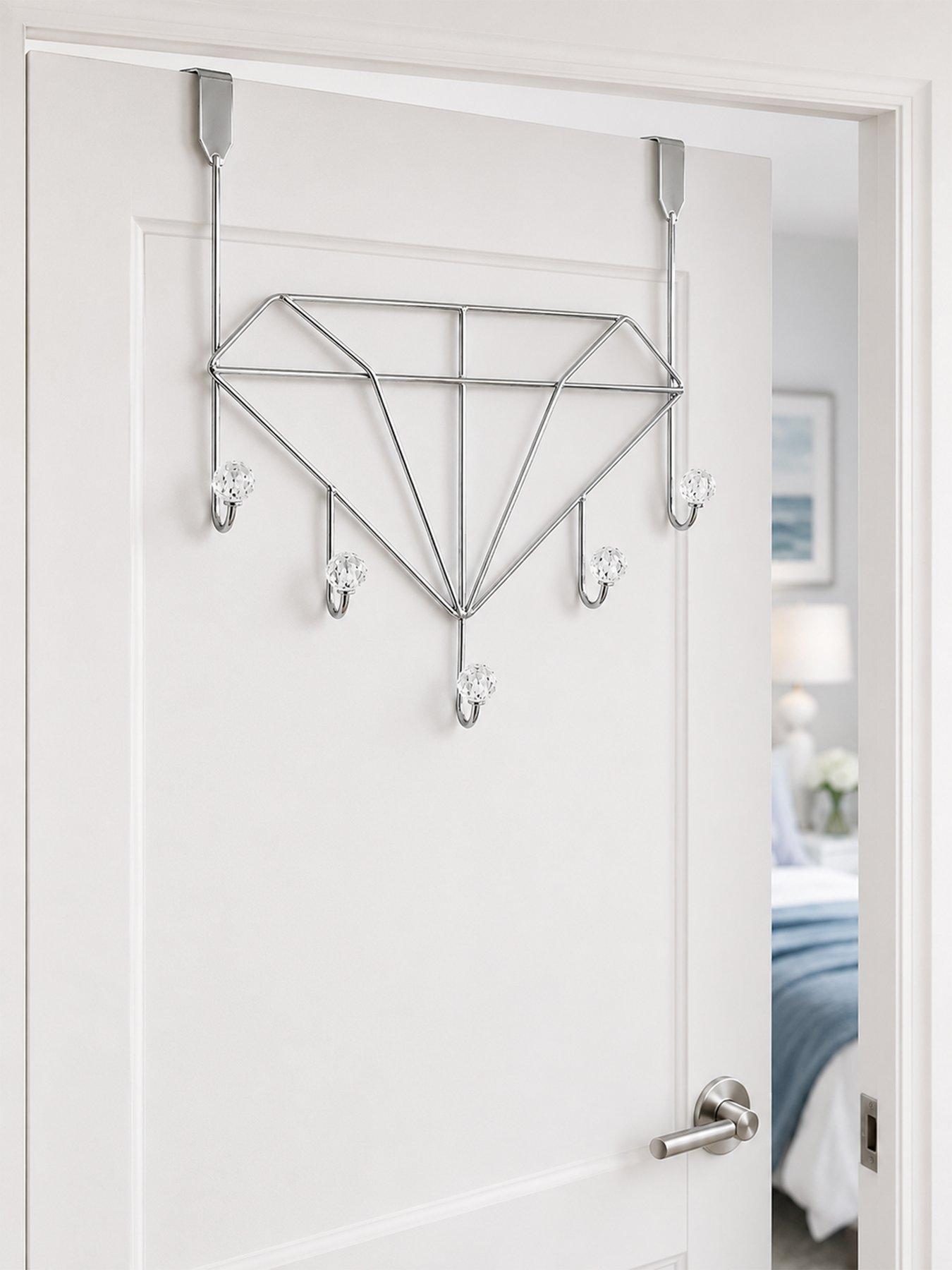 Image 1 of 3 of Showerdrape Diamonds Embellished Over Door Storage Hooks Chrome