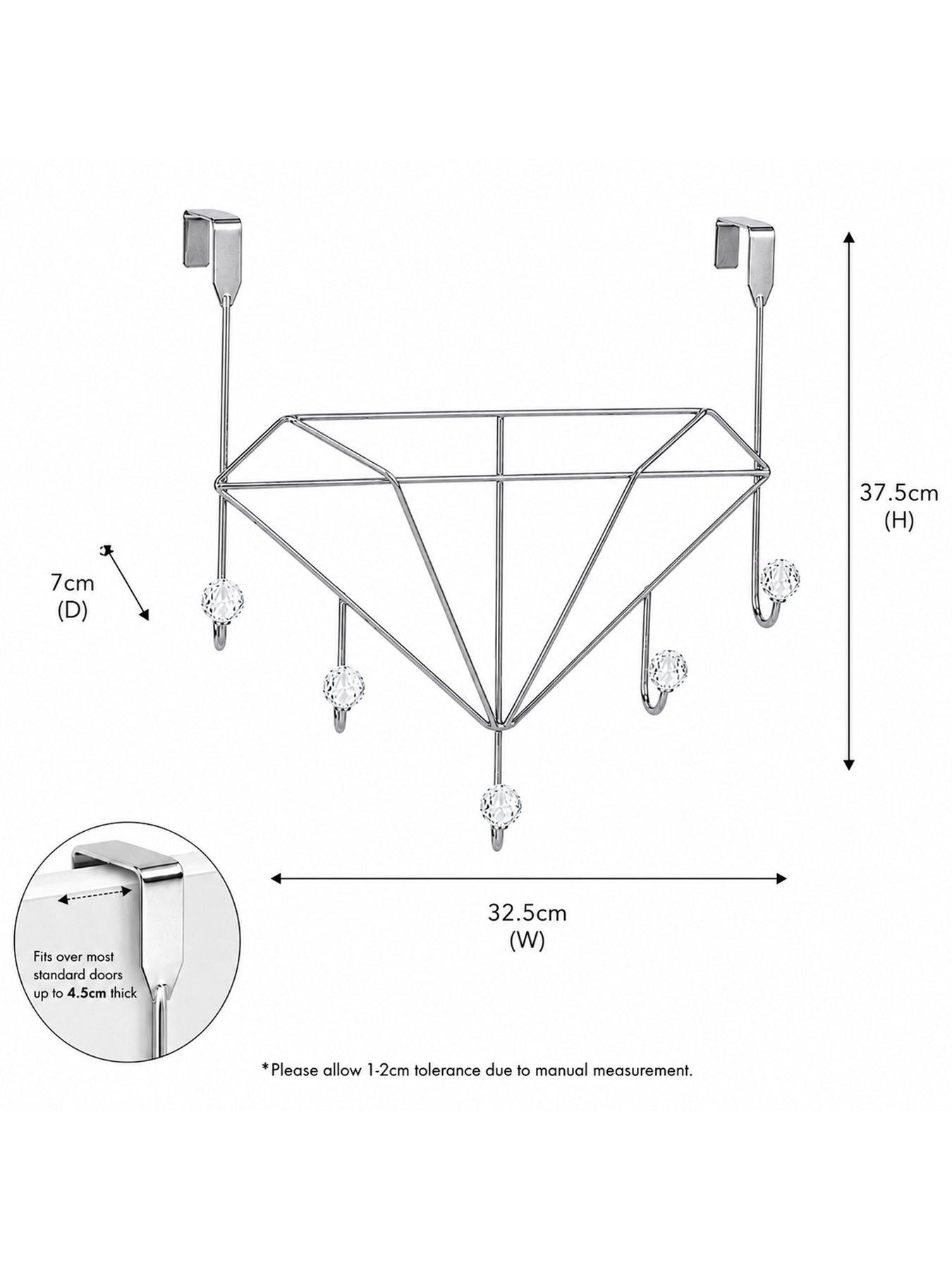 Image 3 of 3 of Showerdrape Diamonds Embellished Over Door Storage Hooks Chrome