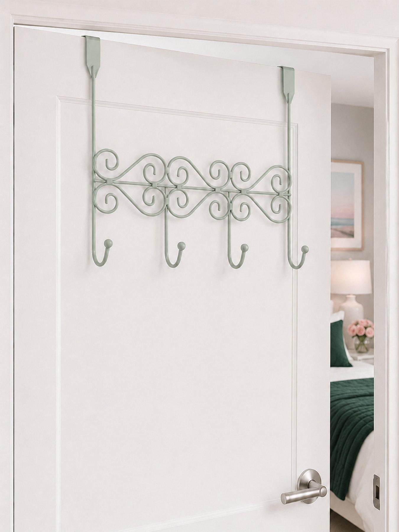 Image 1 of 3 of Showerdrape Swirls Sage Green Over Door Storage Hooks
