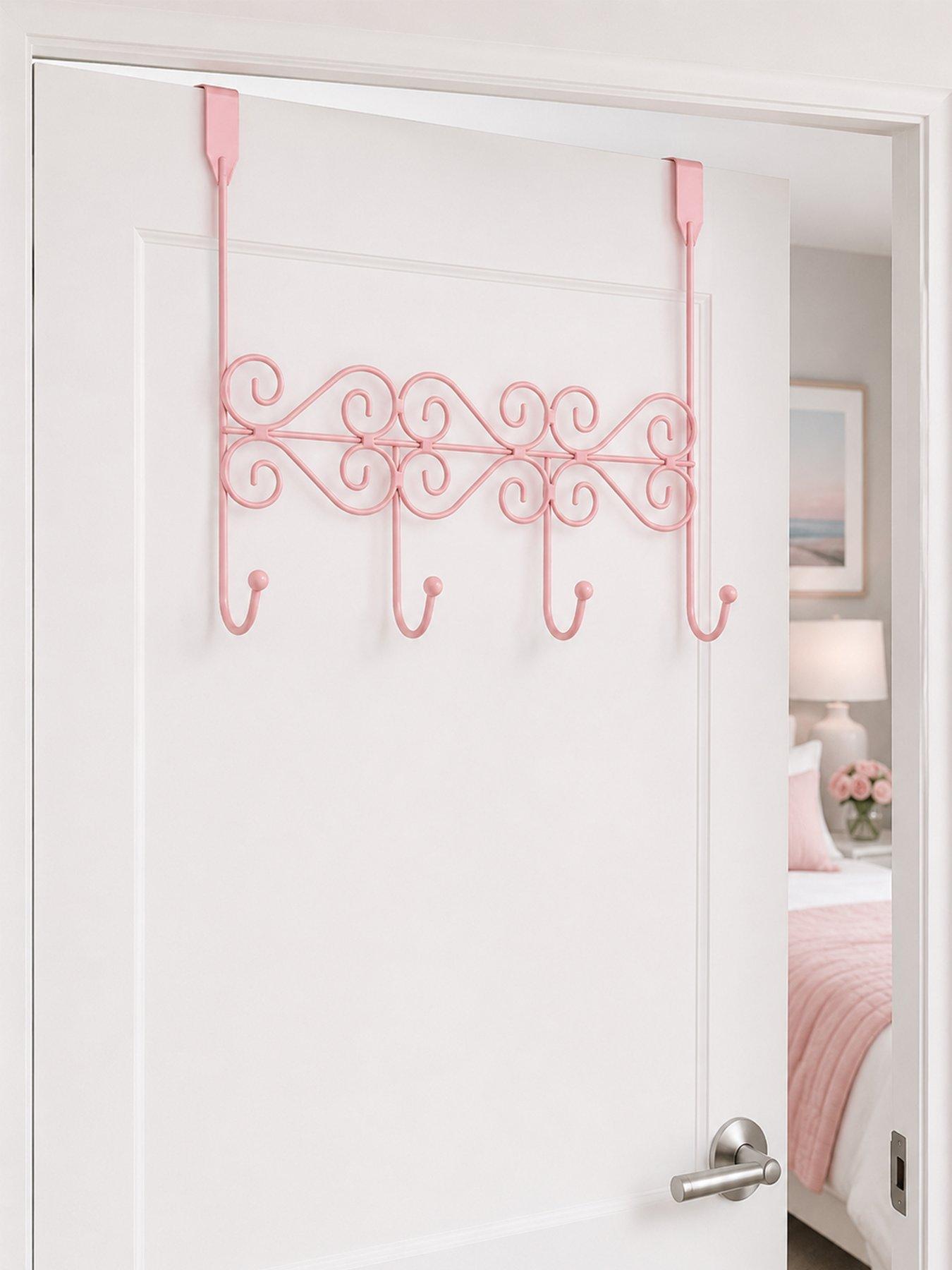 Image 1 of 3 of Showerdrape Swirls Pink Over Door Storage Hooks