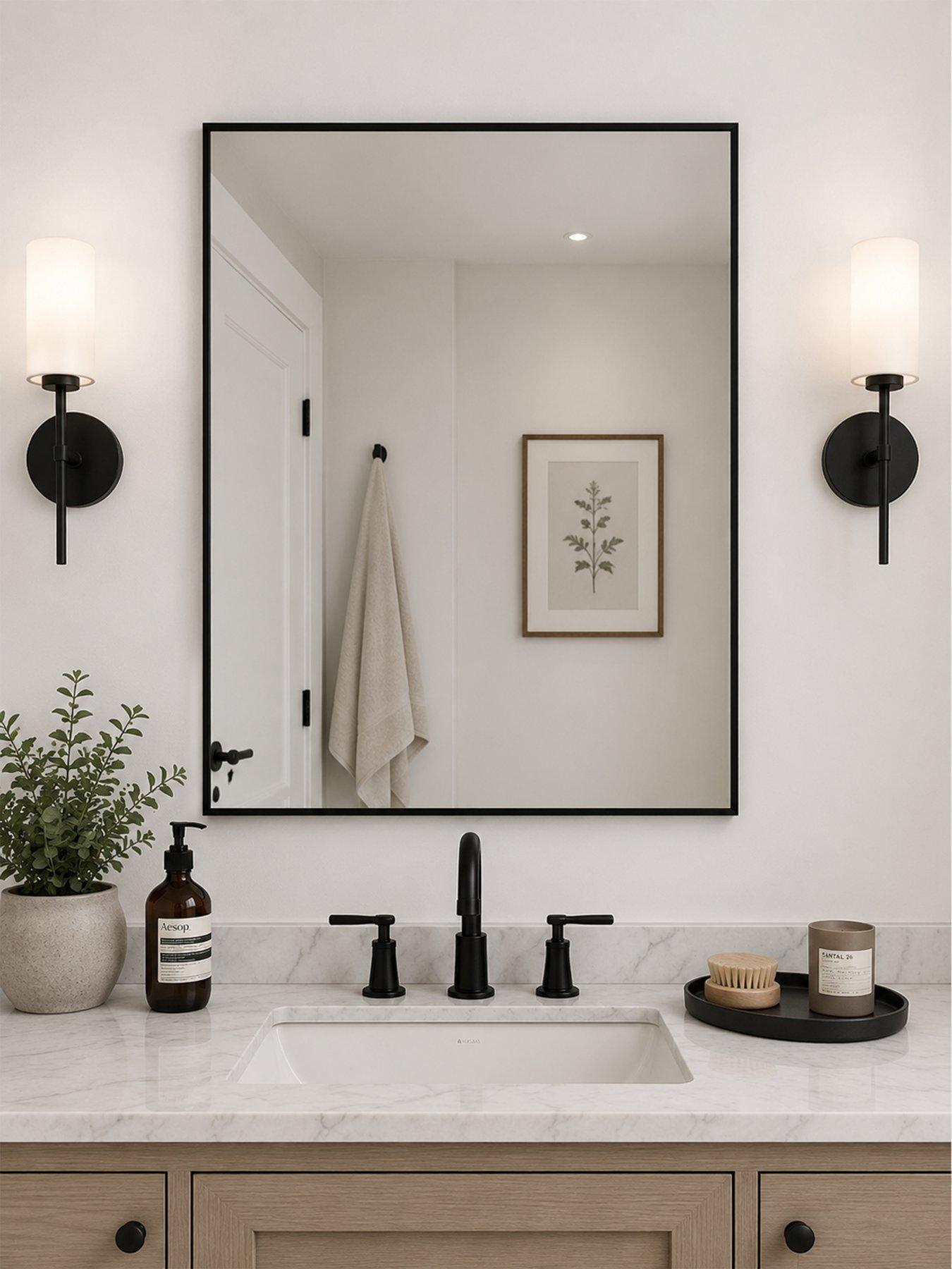 Image 1 of 4 of Showerdrape Bayswarer Brushed Black Framed Rectangular Mirror 60x45cm