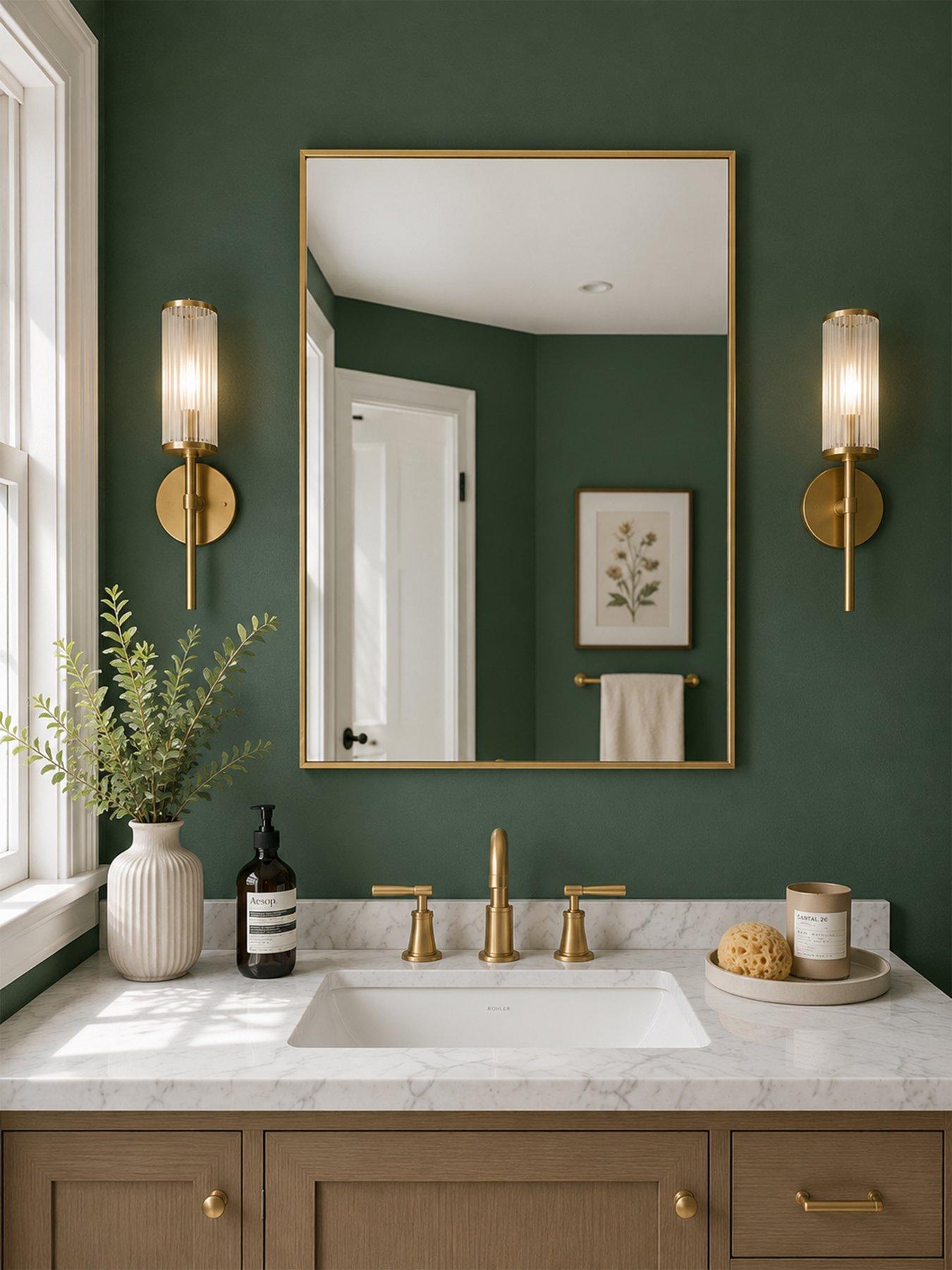 Image 1 of 4 of Showerdrape Bayswarer Brushed Gold Framed Rectangular Mirror 60x45cm