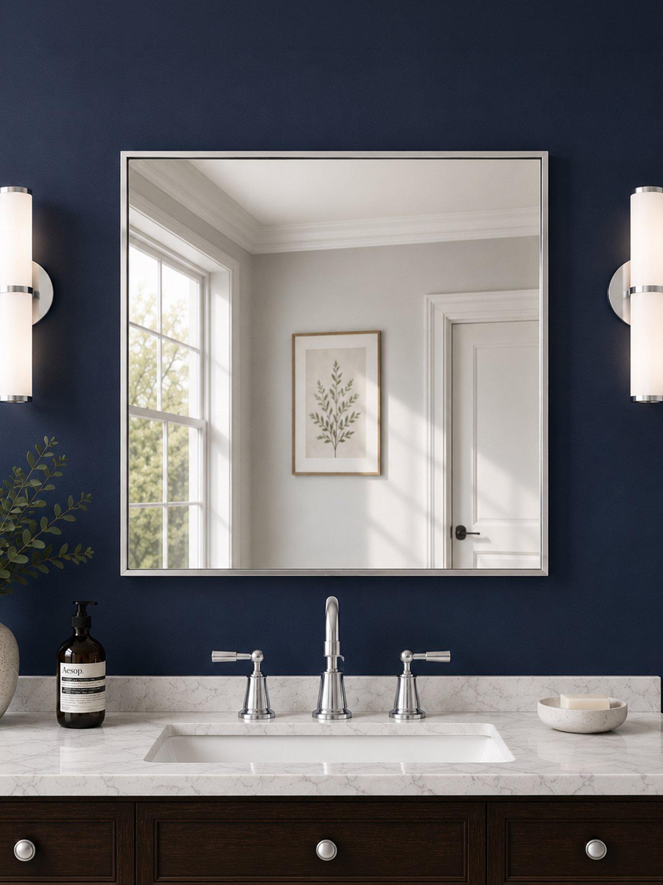 Image 1 of 4 of Showerdrape Paddington Brushed Chrome Framed Square Mirror 45x45cm