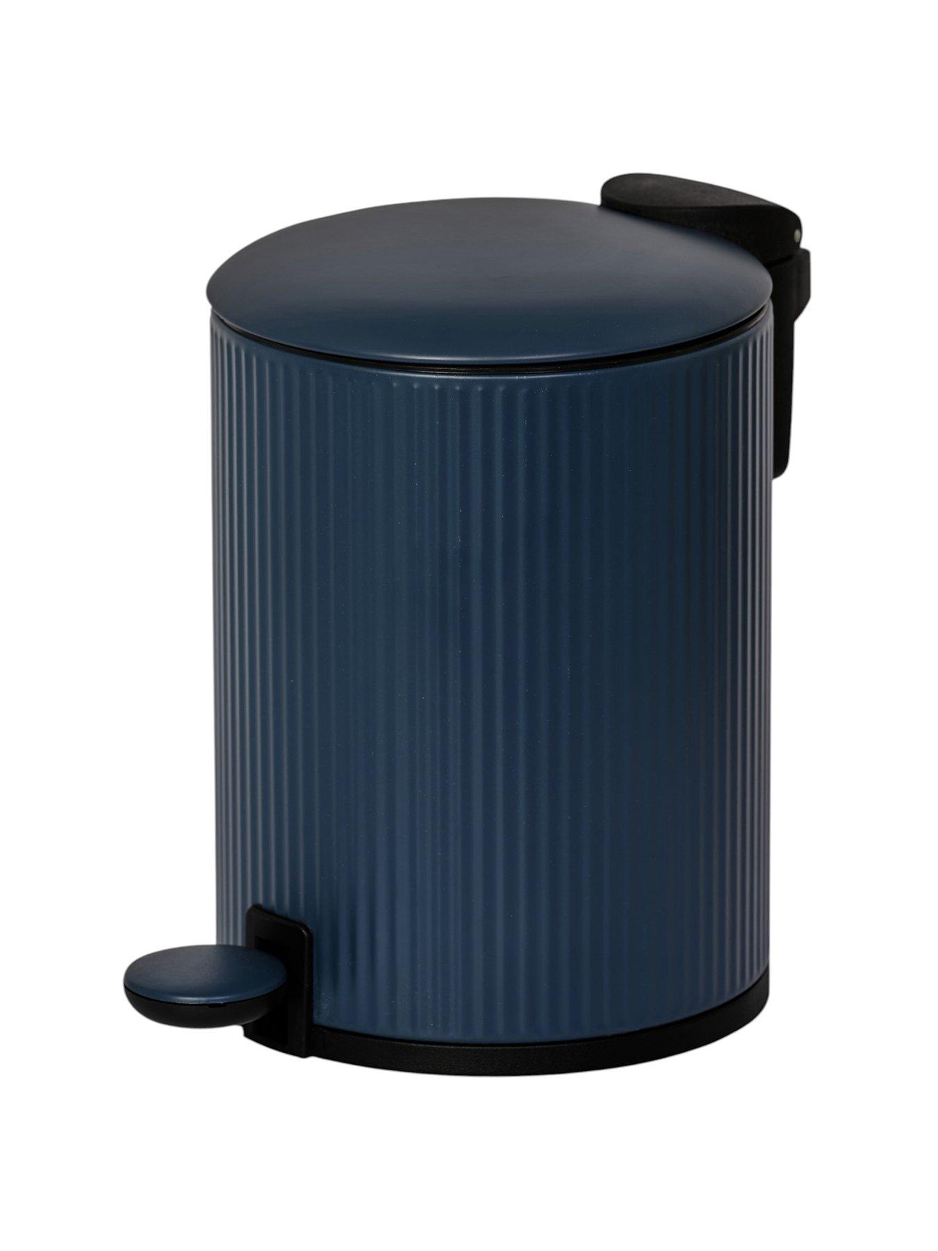 Image 2 of 3 of Showerdrape Alpini Dark Blue Round Ribbed 3l Soft Close Pedal Bin