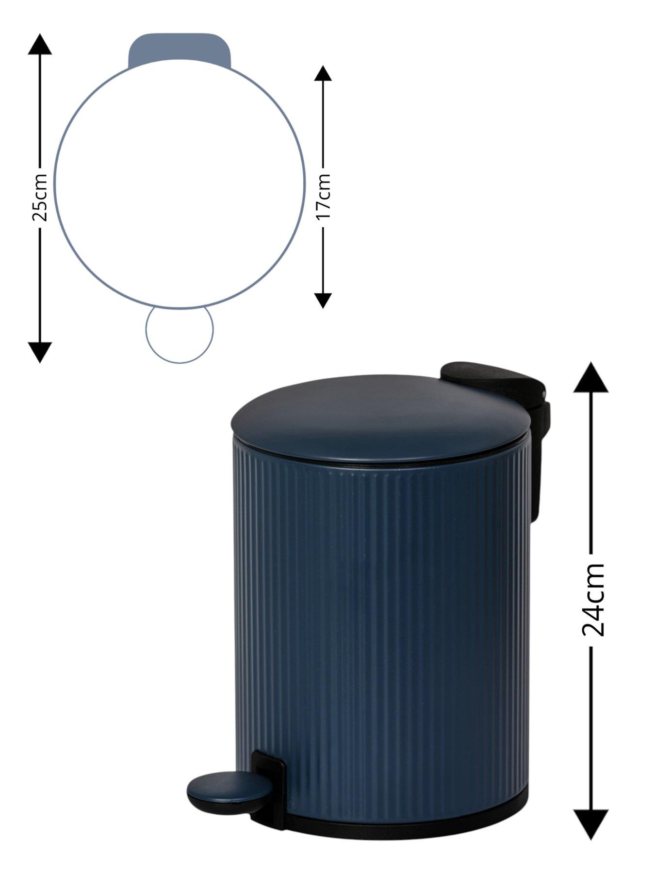 Image 3 of 3 of Showerdrape Alpini Dark Blue Round Ribbed 3l Soft Close Pedal Bin