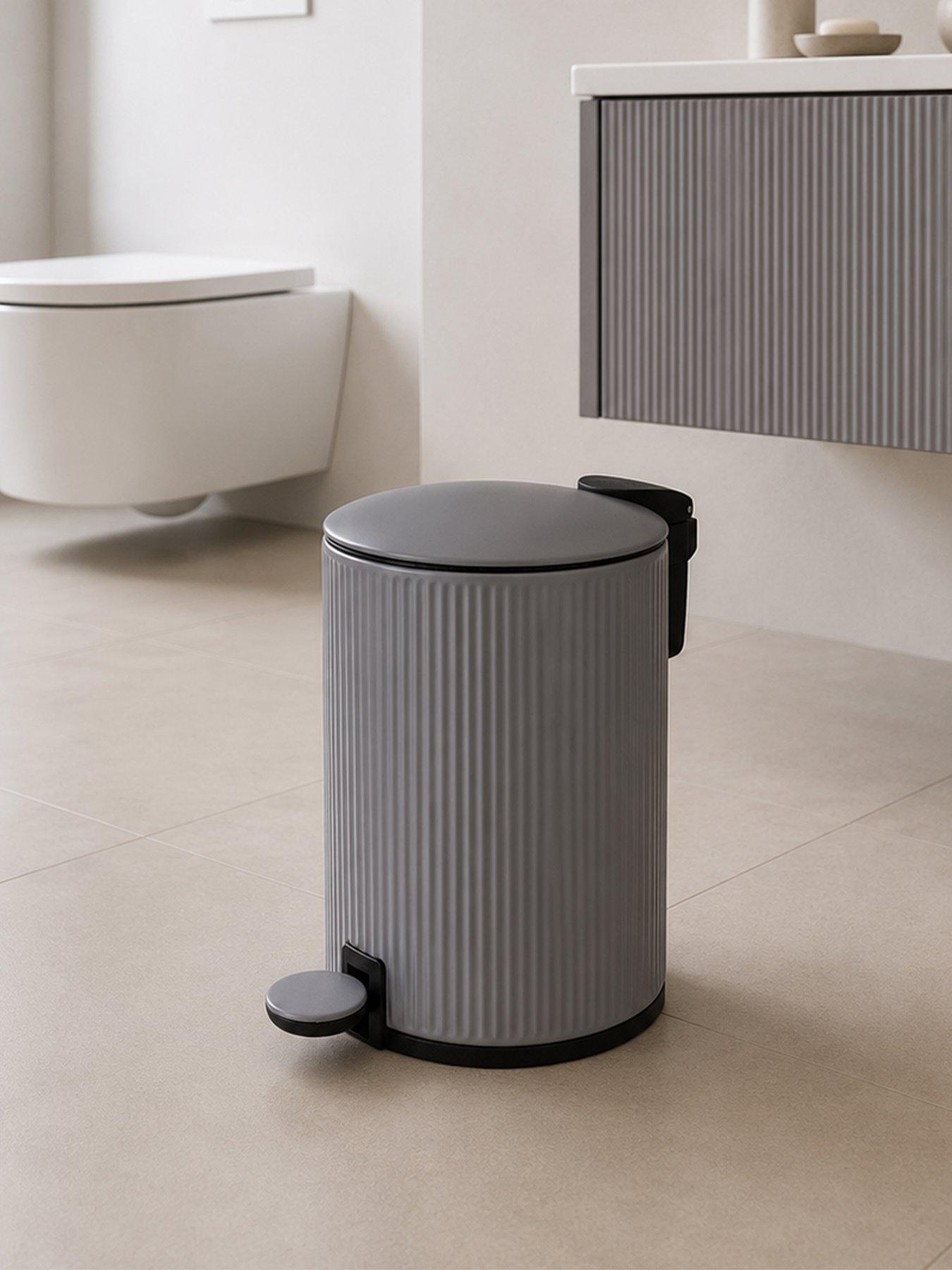 Showerdrape Showerdrape Alpini Grey Round Ribbed 3l Soft Close Pedal Bin