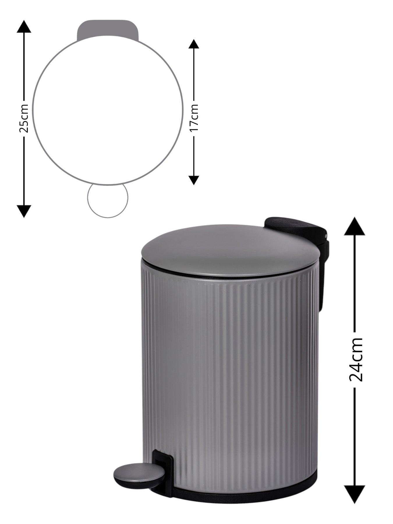 Image 3 of 3 of Showerdrape Alpini Grey Round Ribbed 3l Soft Close Pedal Bin