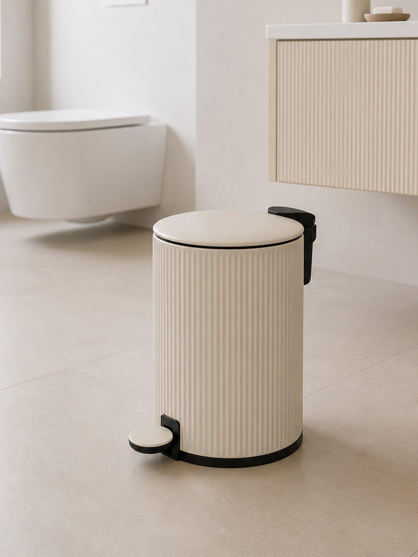 Showerdrape Showerdrape Alpini Beige Round Ribbed 3l Soft Close Pedal Bin